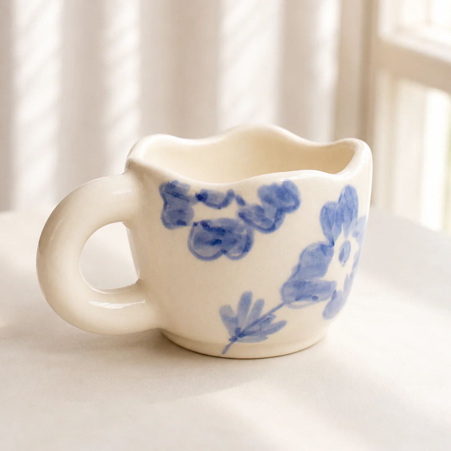 Blue Blossom Hand-Painted Ceramic Mug