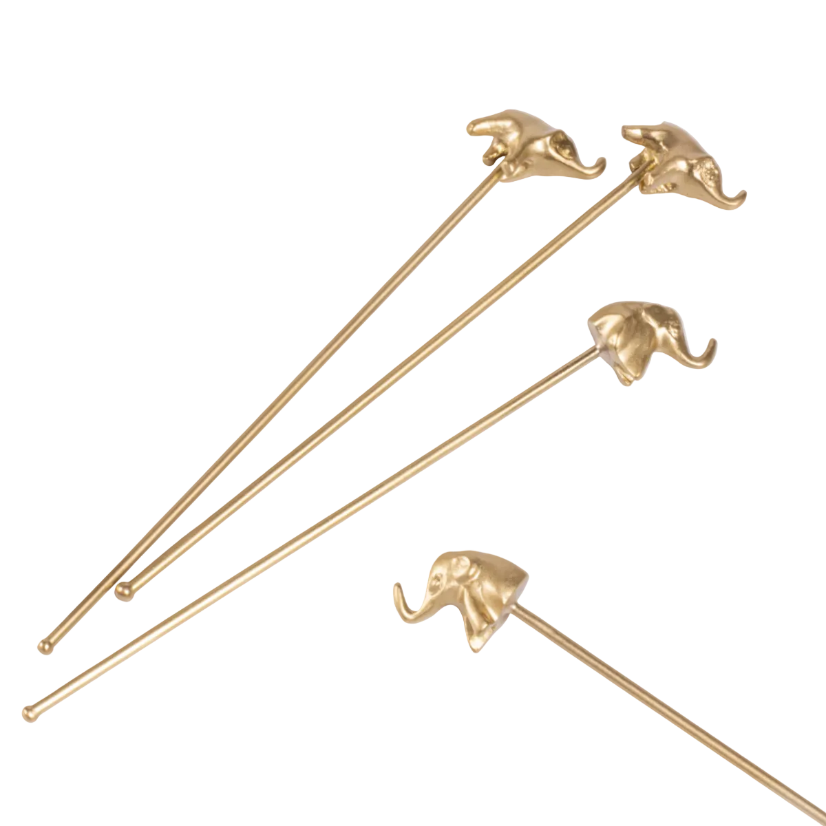 Brass elephant Cocktail Stirrers (Set of 4)- 6.29 Inches
