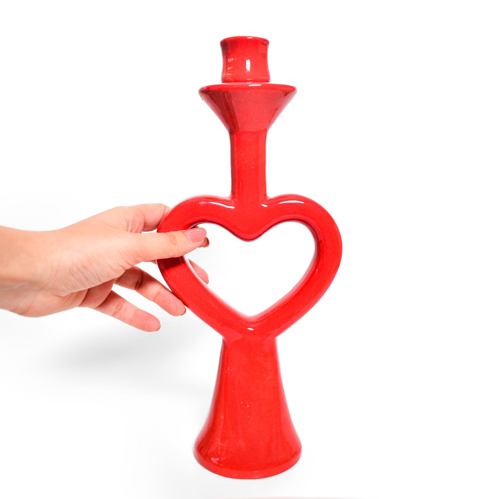 Red Heart Candle Holder , 12 x 5 Inches