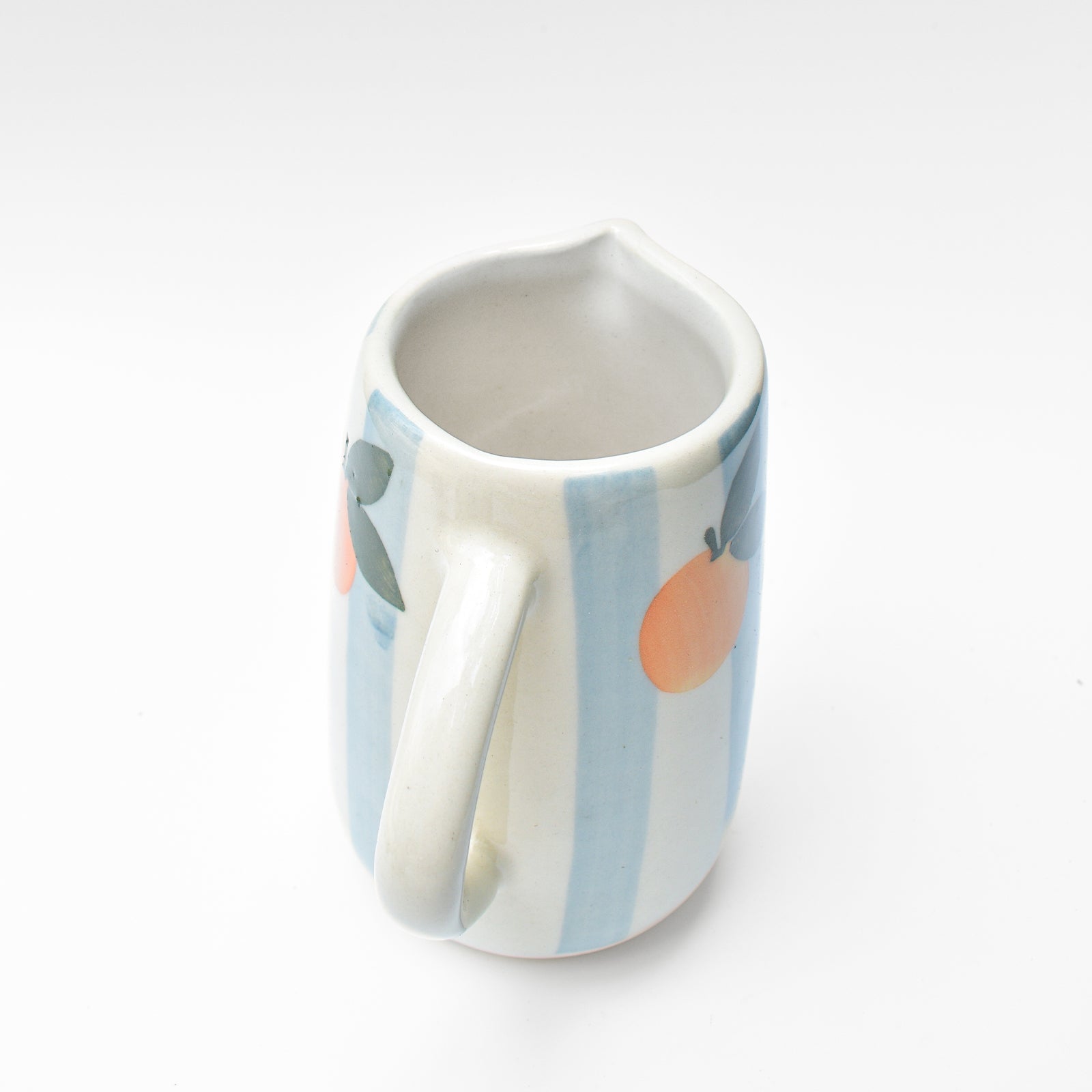 Blue Striped Orange Ceramic Pitcher 8x3.5 Inches Set of 2 - Casa Amarosa