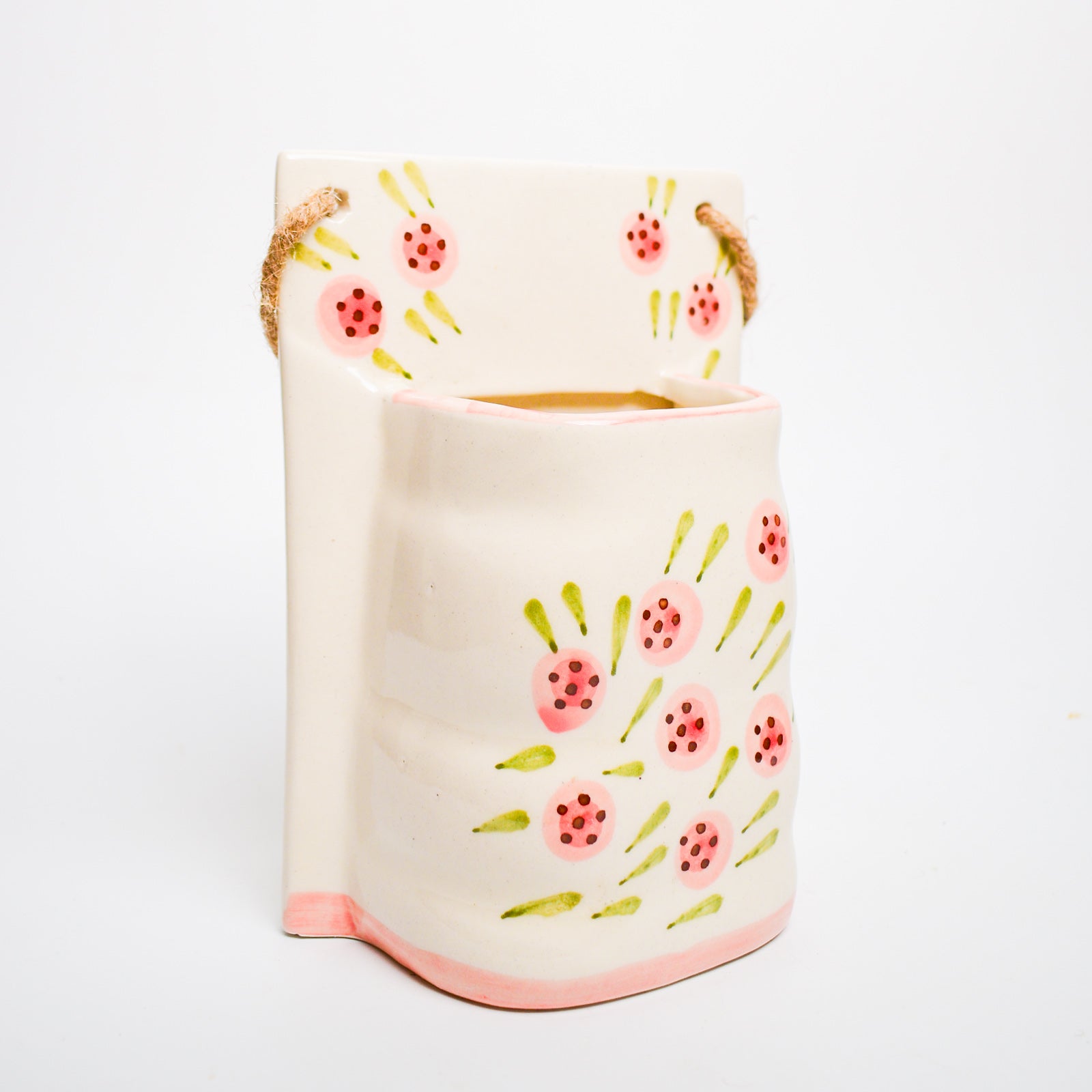 Round Roses Vintage Ceramic Wall Planter