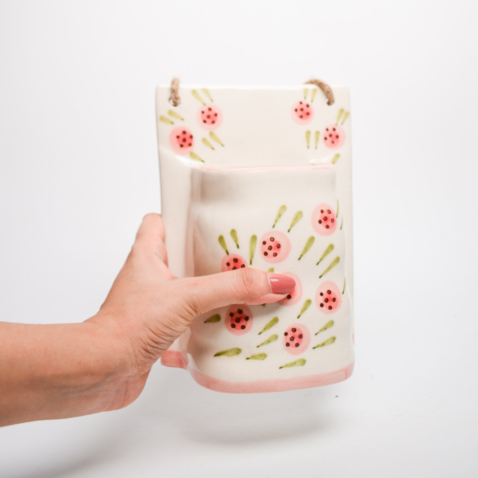 Round Roses Vintage Ceramic Wall Planter
