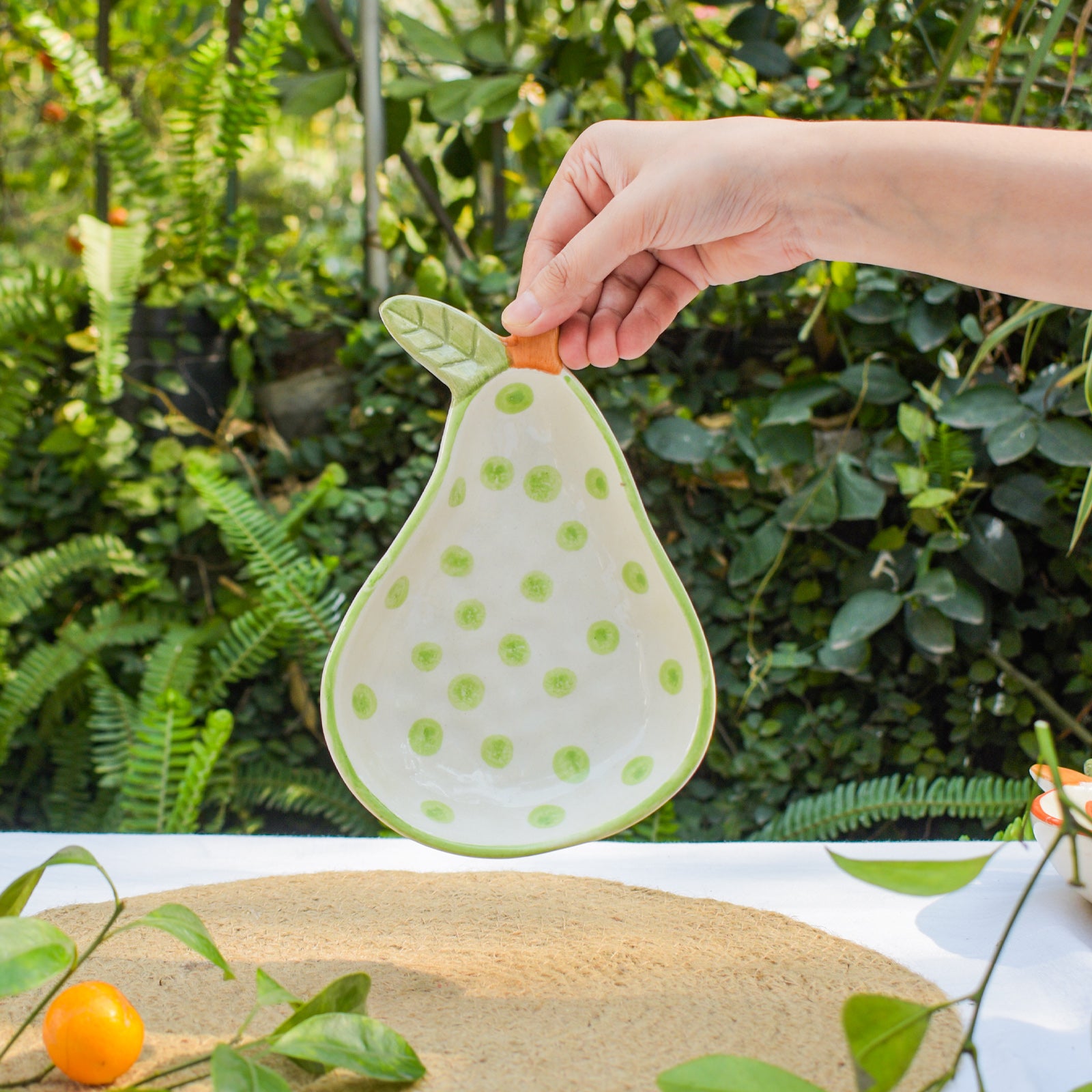 Pear Polka Handmade Serving Bowl 5.5x0.5 Inches (Set of 2)