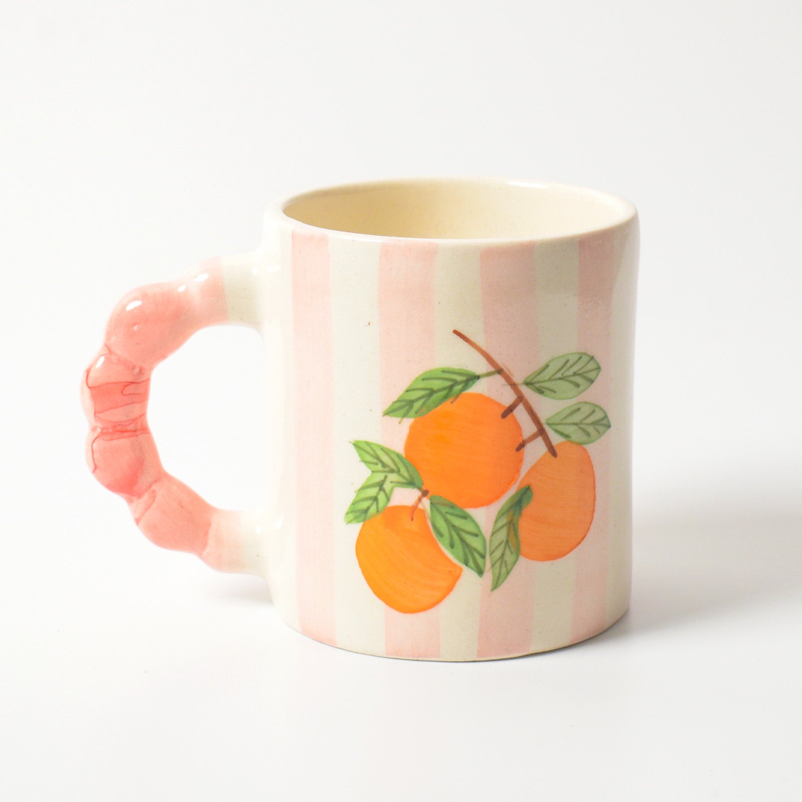 Pink Striped Orange Coffee Mug - 4x3 Inches (Set of 4)