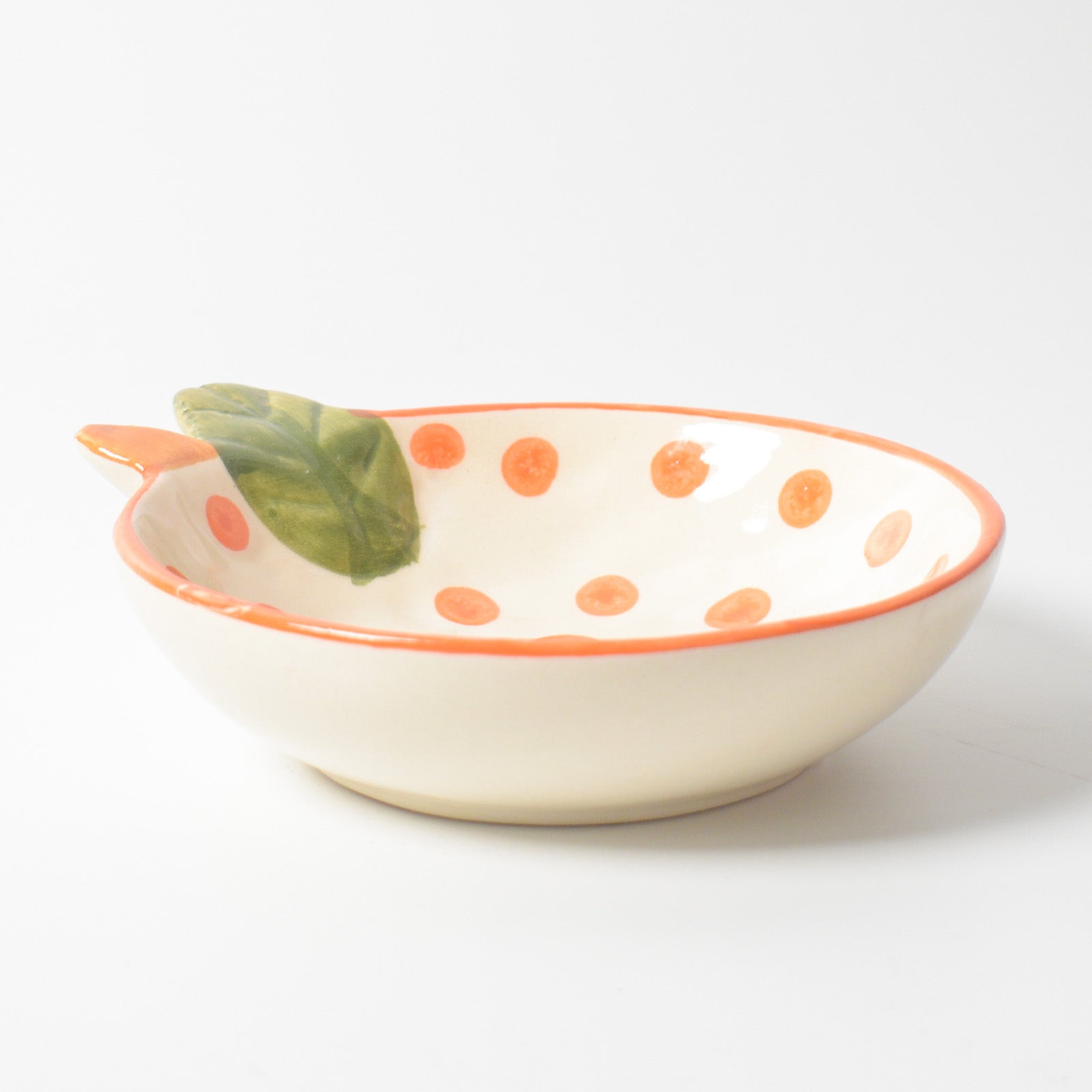 Adorable Orange Polka Dot Ceramic Bowl 6x2 Inches (Set of 2)