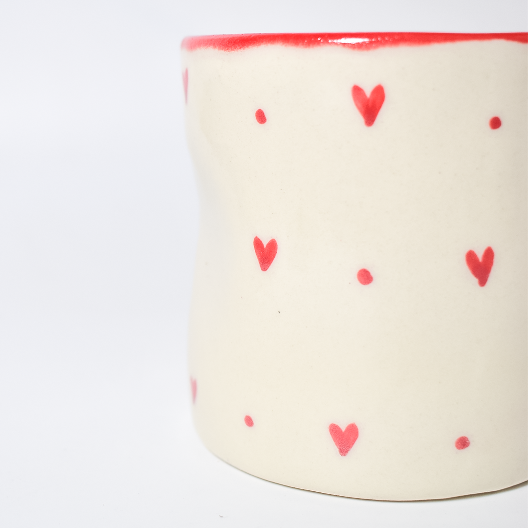 Small Hearts Ceramic Tumbler - 3.5 x 3 Inches (Set of 4)