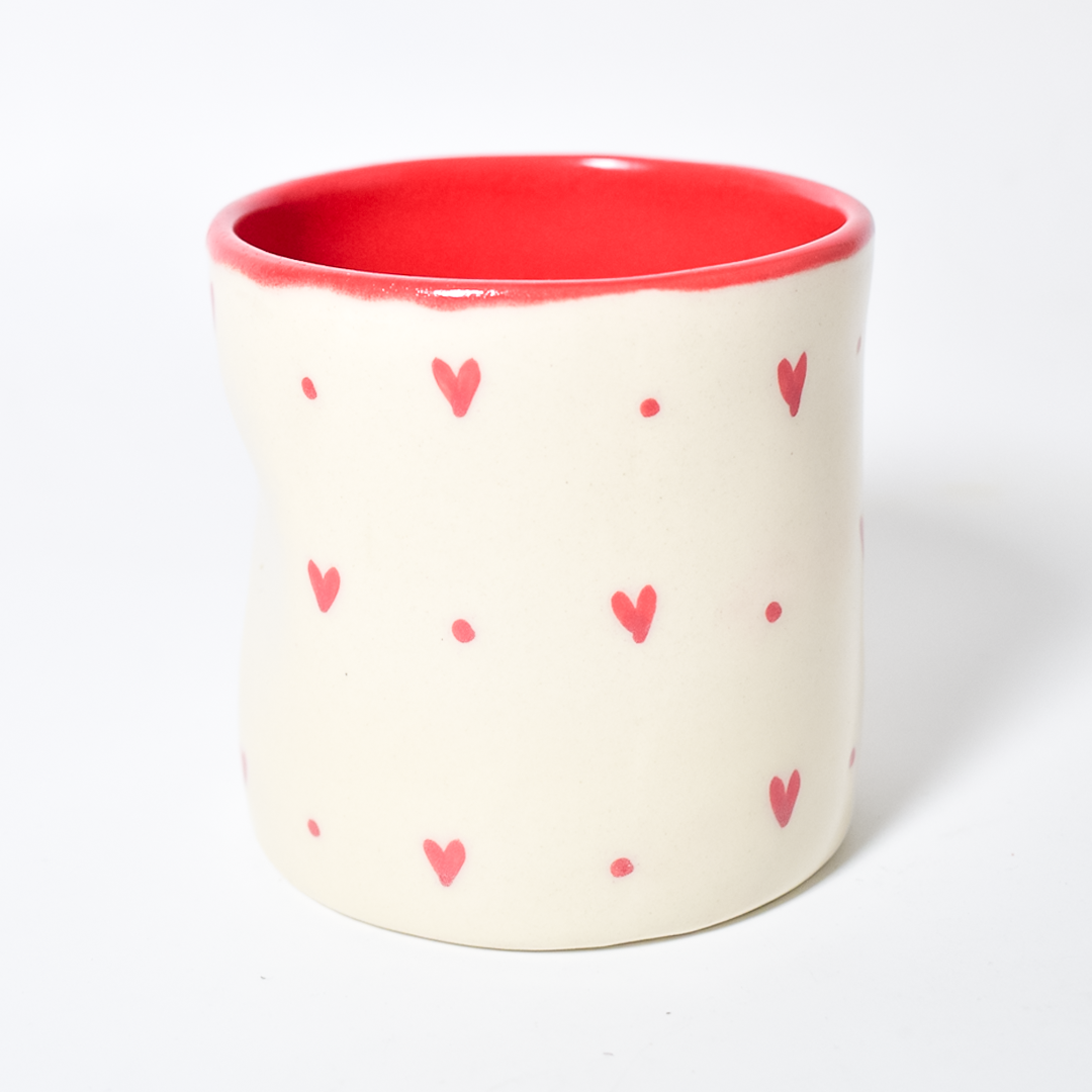 Small Hearts Ceramic Tumbler - 3.5 x 3 Inches (Set of 4)