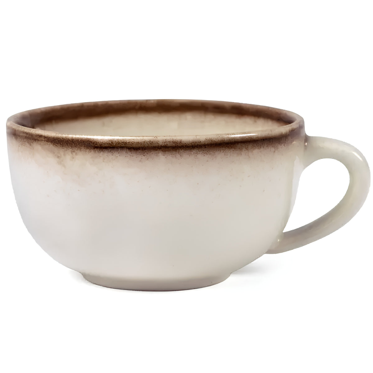 Rustic Stoneware Soup Cup | Cream & Brown Glaze | Set Of 2