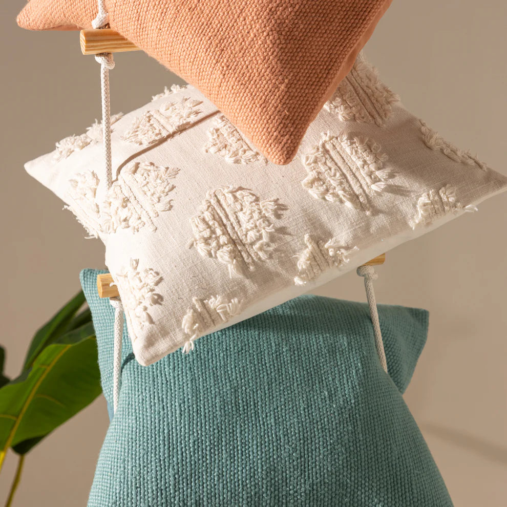 Marrakesh White Textured Cushion Cover - 16 x 16 Inches