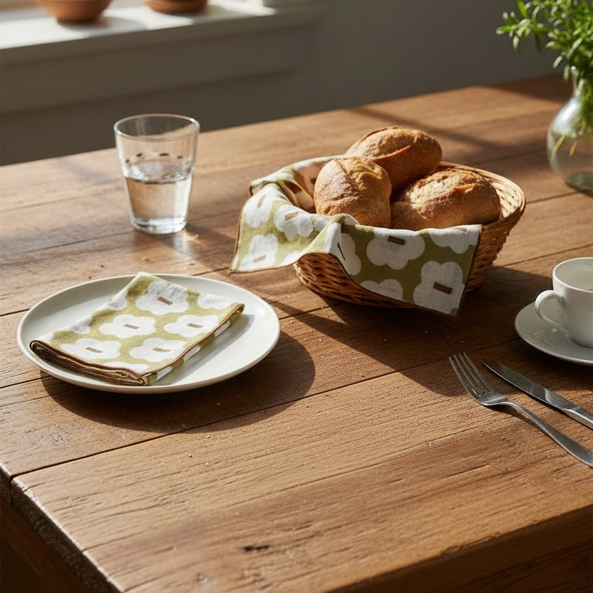 Hand Block Printed Floral Dinner Napkin - 18x18 Inches (Set of 4)