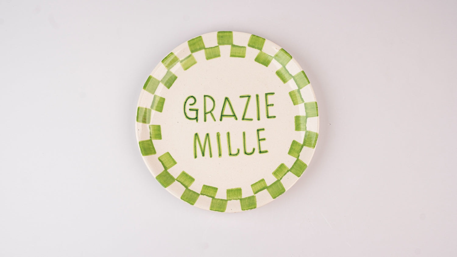 Grazie Mille Green Ceramic Snack Plate , 7x7 Inches (Set of 2)