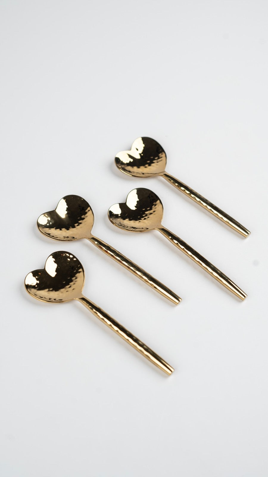 Heart-Shaped Brass Cocktail Spoons-(Set of 4) 4.5x1.5 Inches