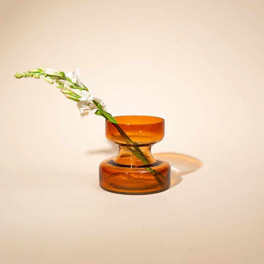 Slate Brown Handblown Glass Vase Short, 5.90x5.90x5.51 Inch - Casa Amarosa