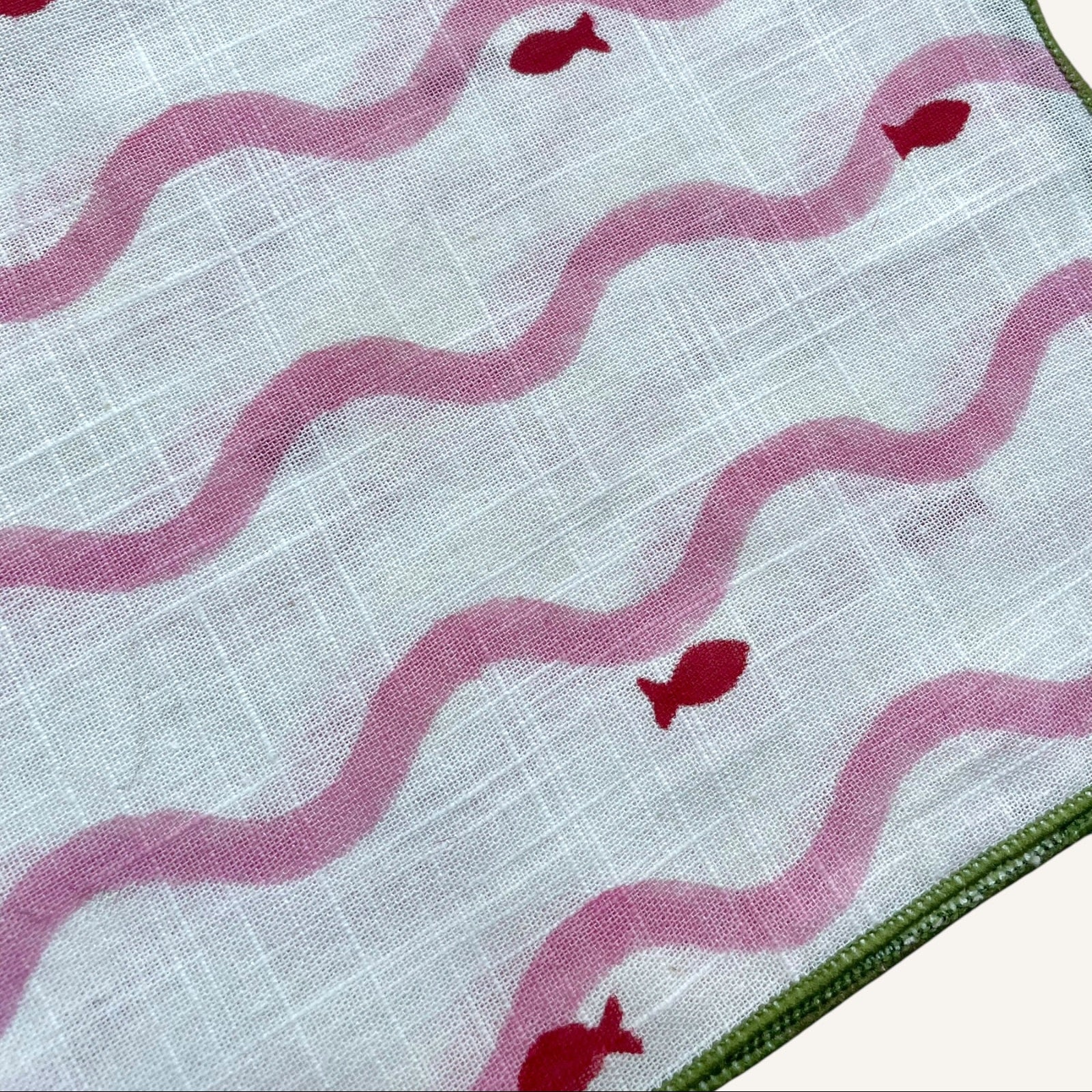 Hand Block Printed Dab Dab Fish Dinner Napkin 18x18 Inches