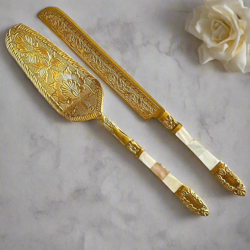 Luxe Gold Cake Knife Servers - Set of 2 , 11 Inches