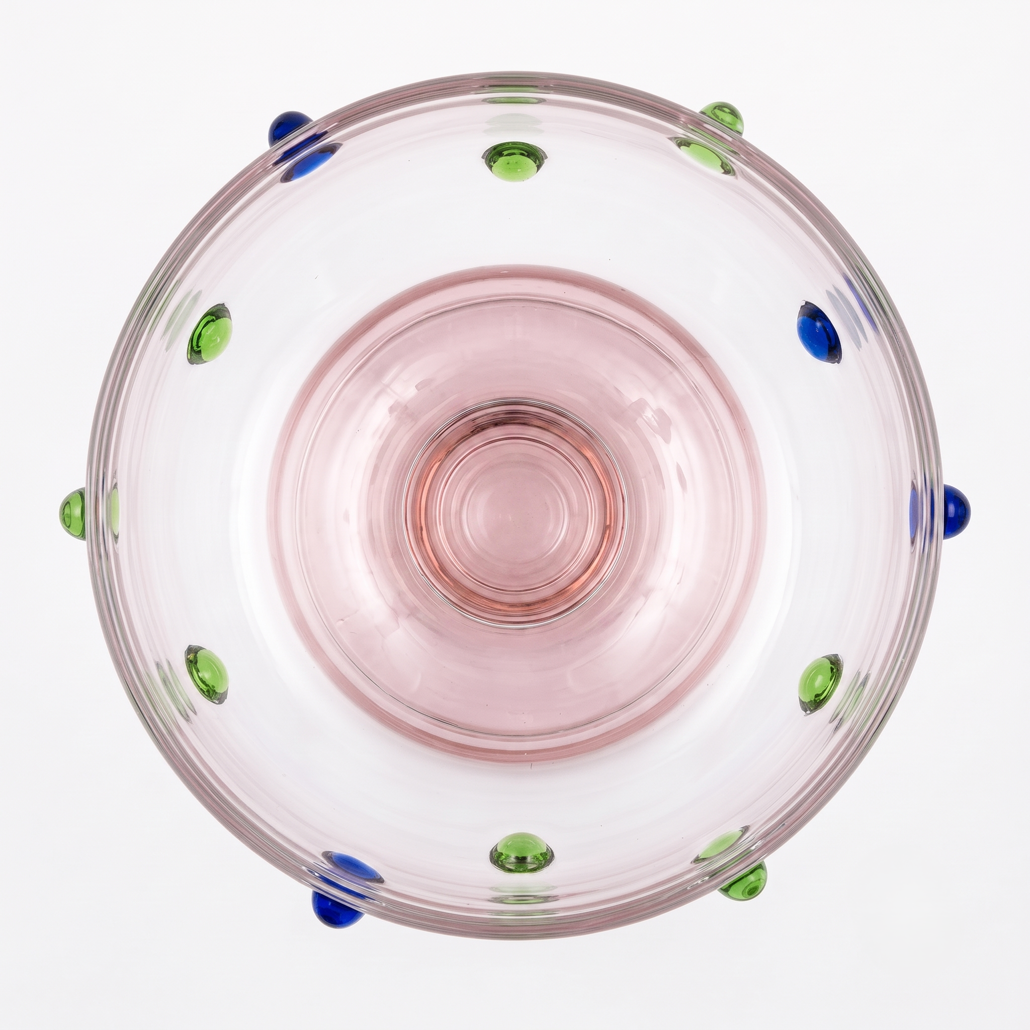 Pink Borosilicate Glass Dessert Bowl | Confetti Dot Rim | Set Of 2