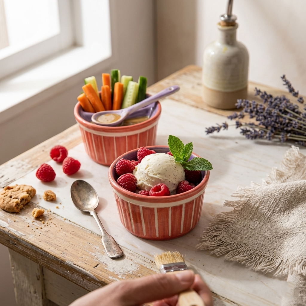 Color Pop Coral And Lavender Ceramic Ramekin (Set Of 2) 3.5x3.5x2 Inches