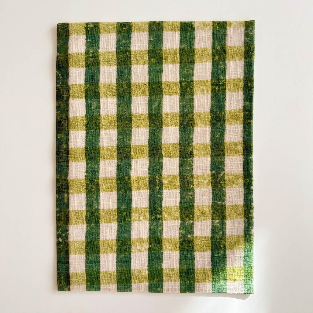 Handcrafted Sustainable Diary Journal Notebook , Green Checks - A5 (Set of 2)