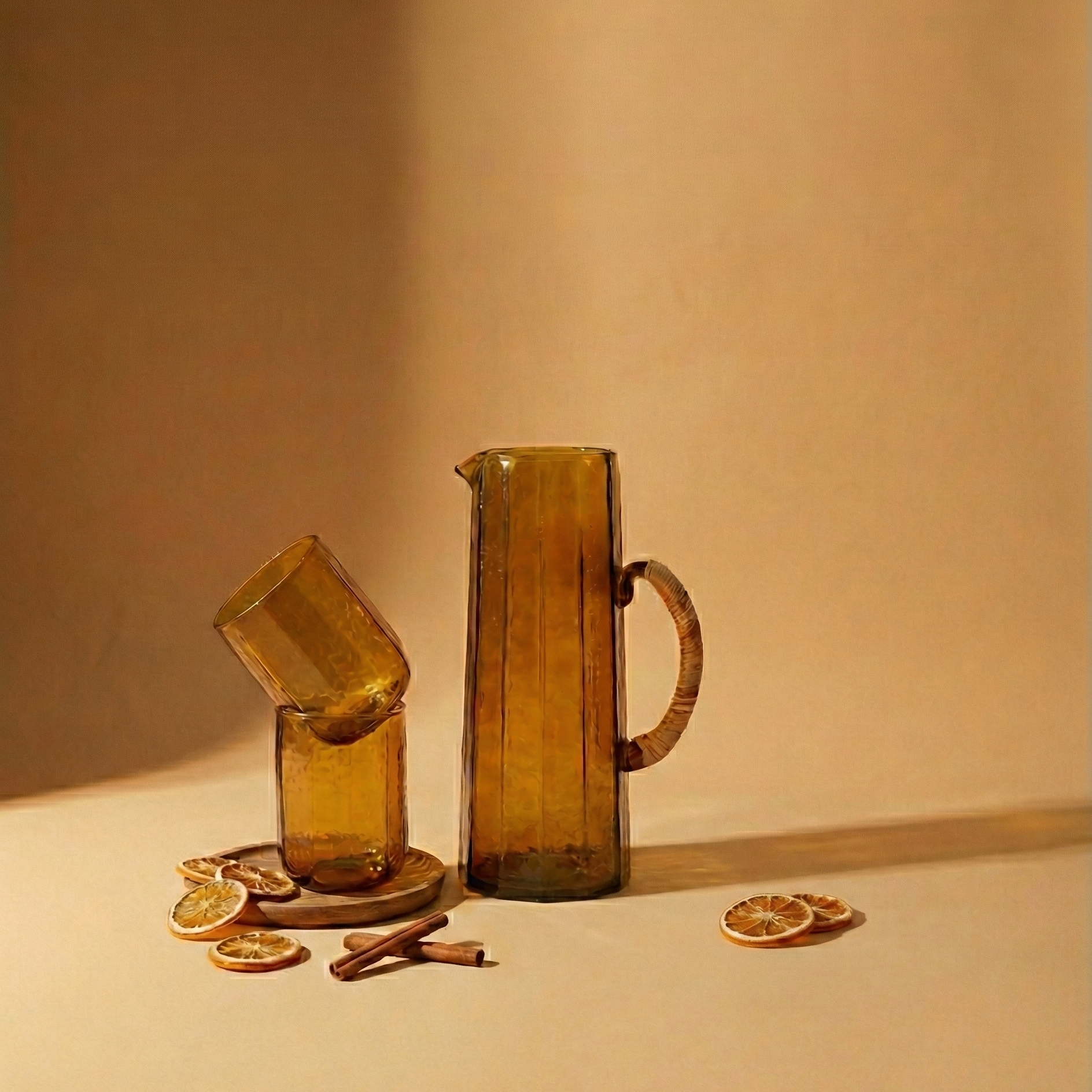 Hammered Water Glass , Brown - 4 X 3 Inches