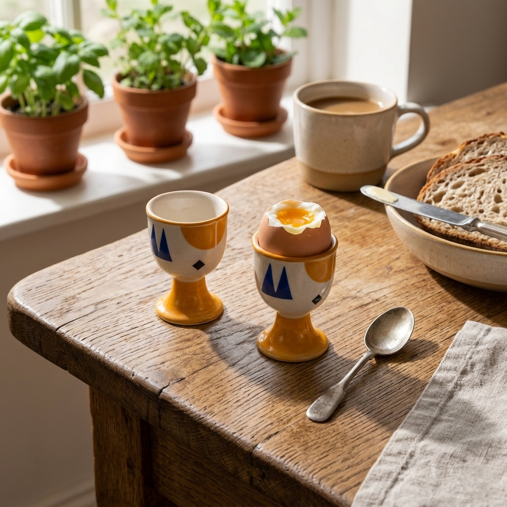 Artisan Ceramic Egg Cup (Set of 2) - Multi , 2x2x3 Inches