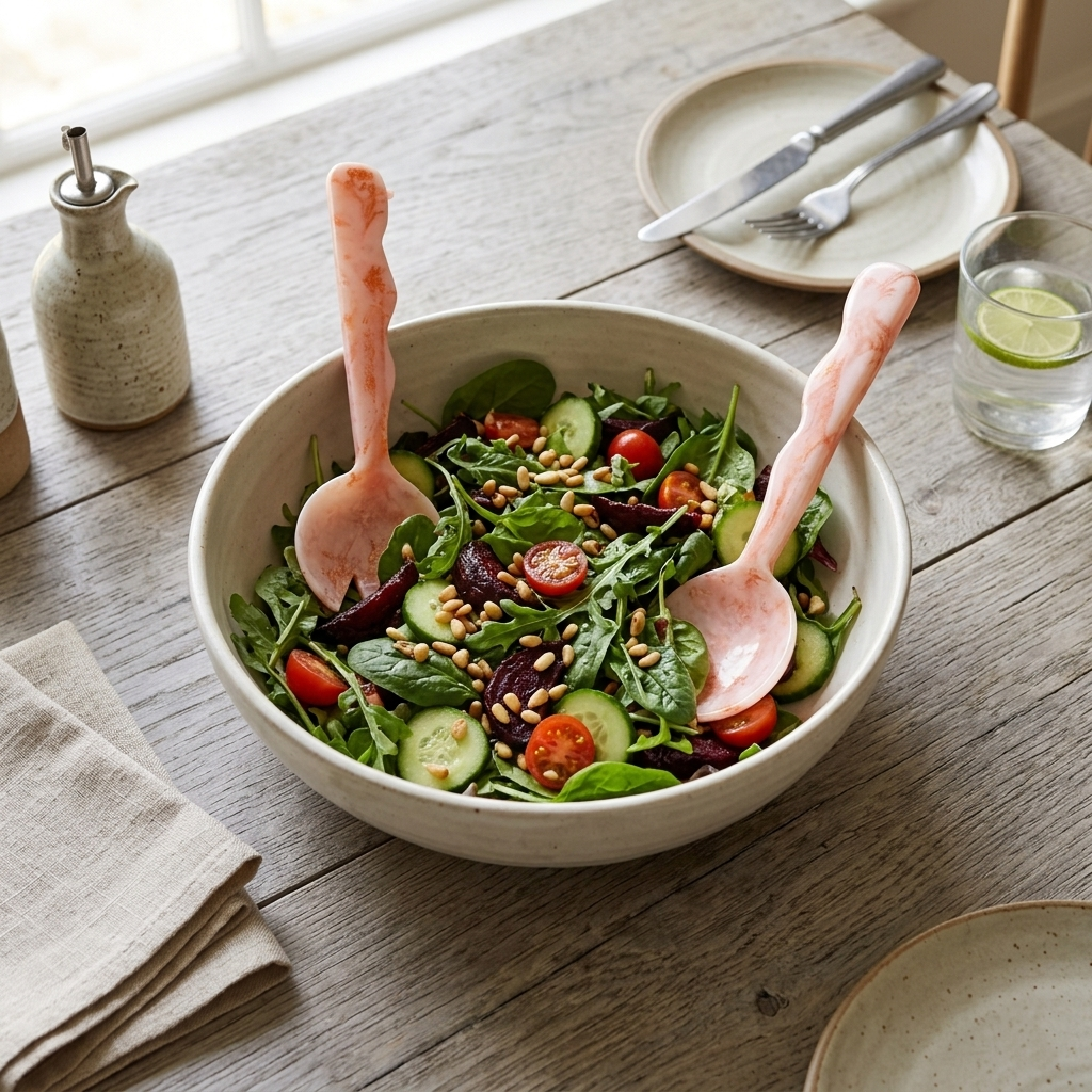 Resin Salad Server- Pink (Set of 2), 12.40 x 3.93 Inches