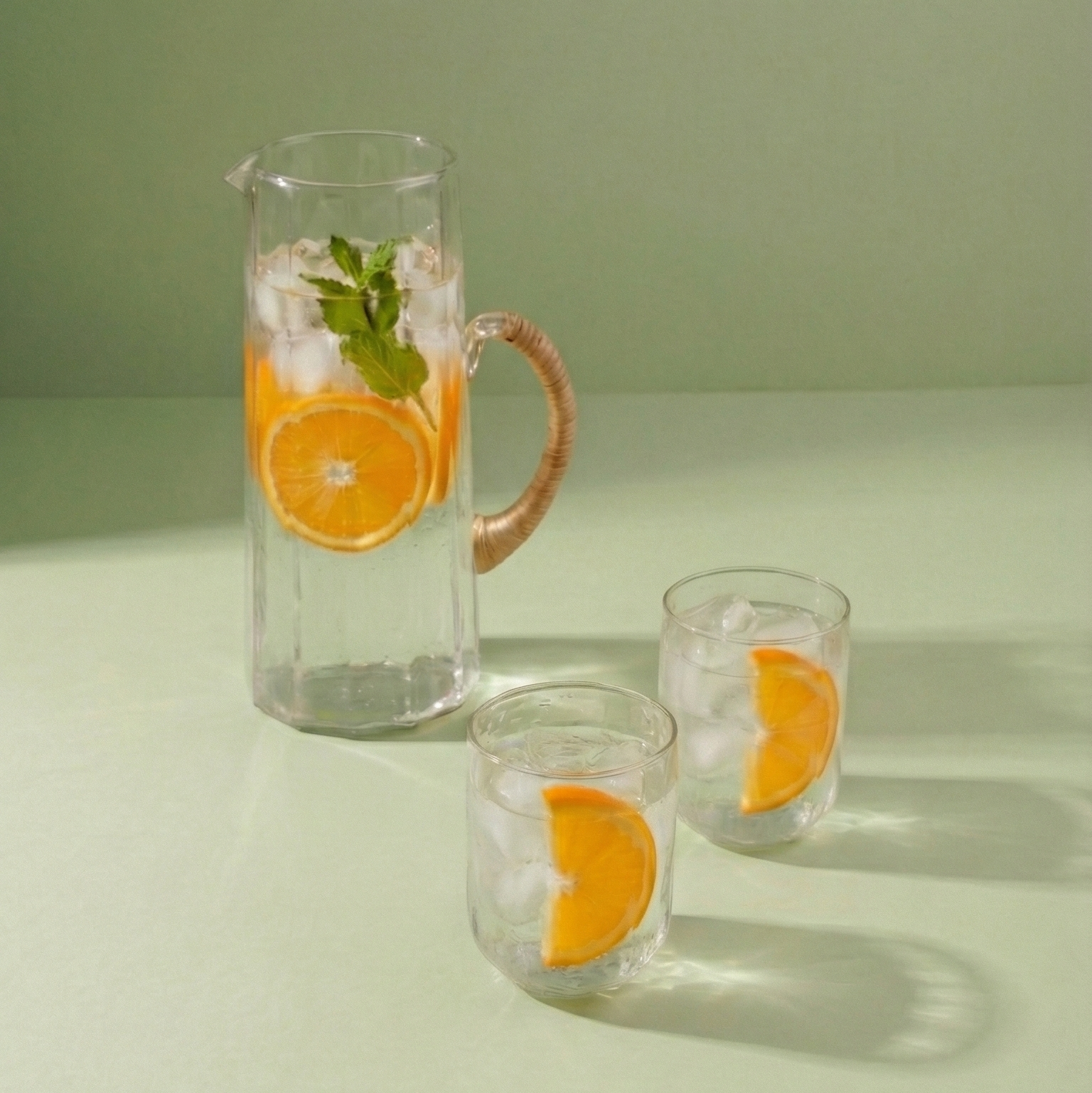 Hammered Glass Water Pitcher and Tumbler Set (Set of 3)