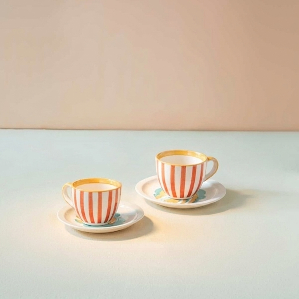 Gypsy Rose Ceramic Tea Cup And Saucer Set (Set Of 2) 8x6 Inches