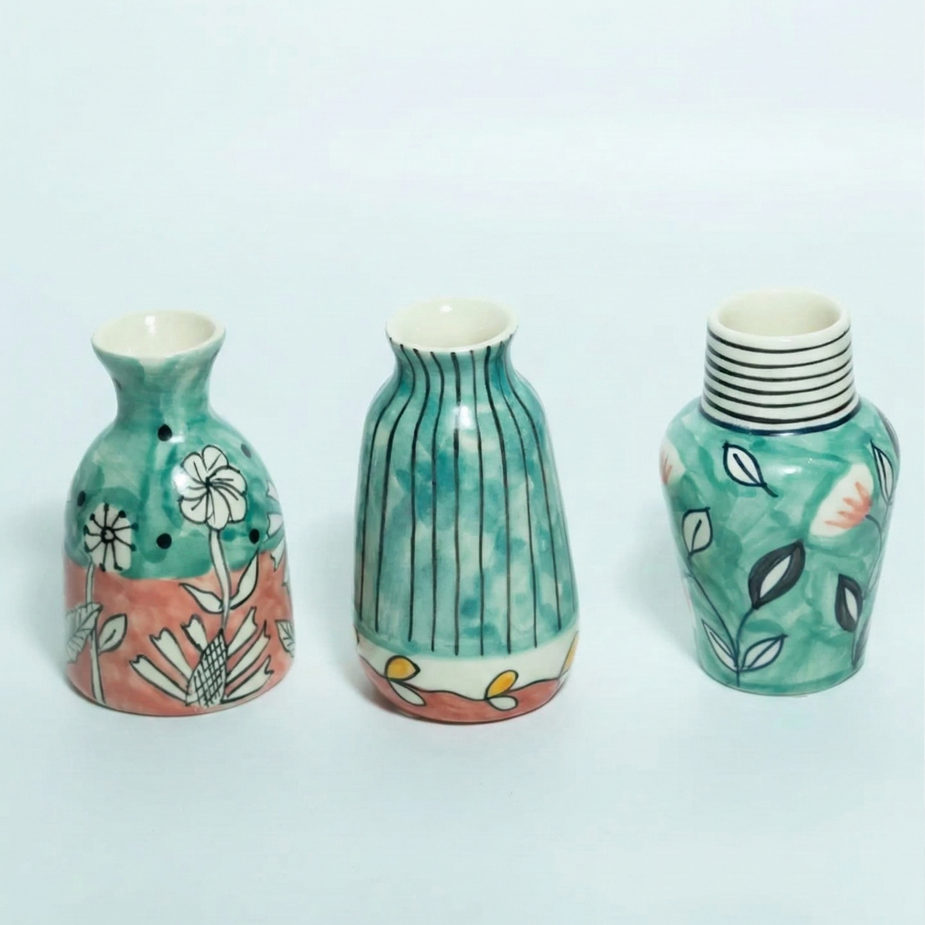Garden Palette Mini Vases , Set of 3 - 2x4.5 Inches