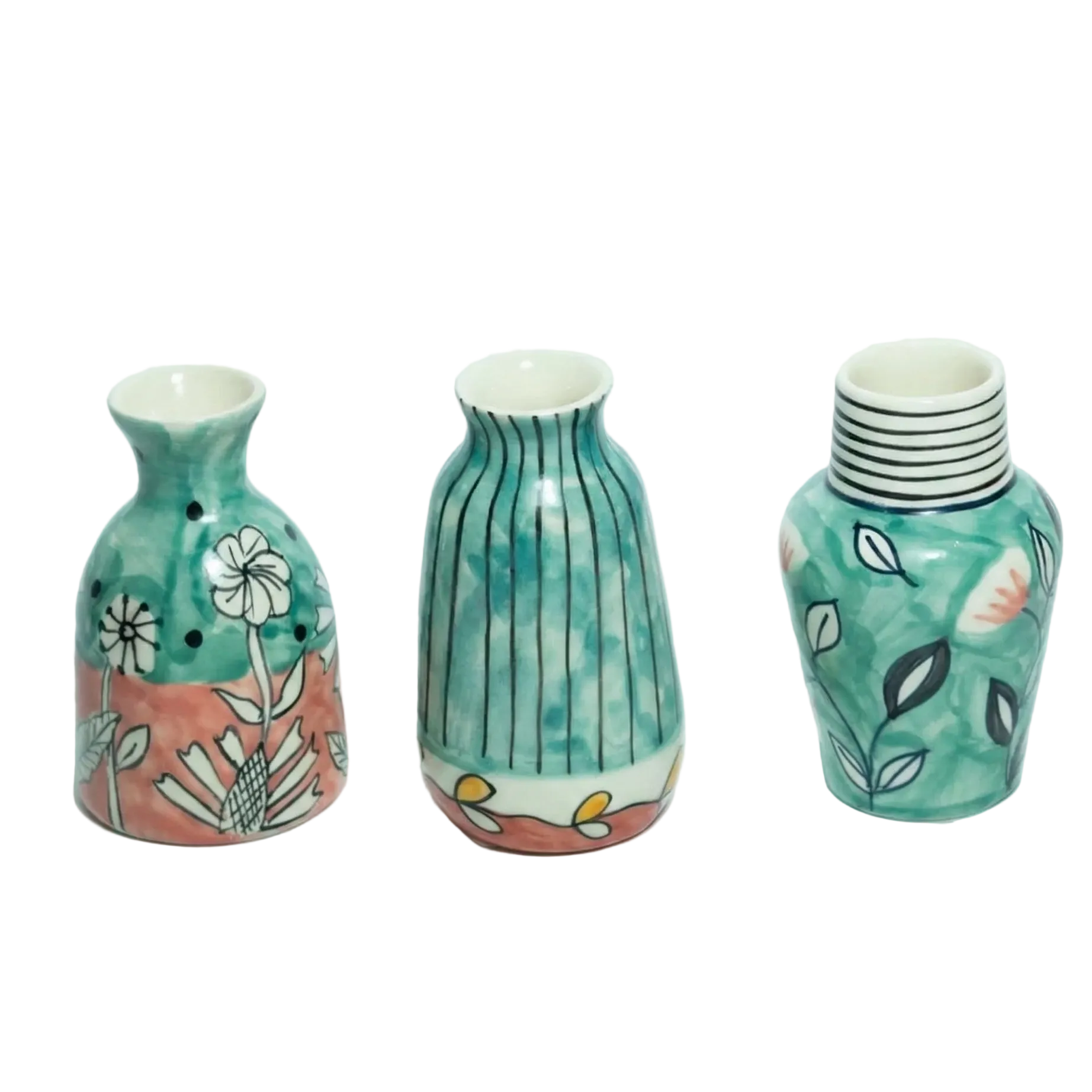 Garden Palette Mini Vases , Set of 3 - 2x4.5 Inches