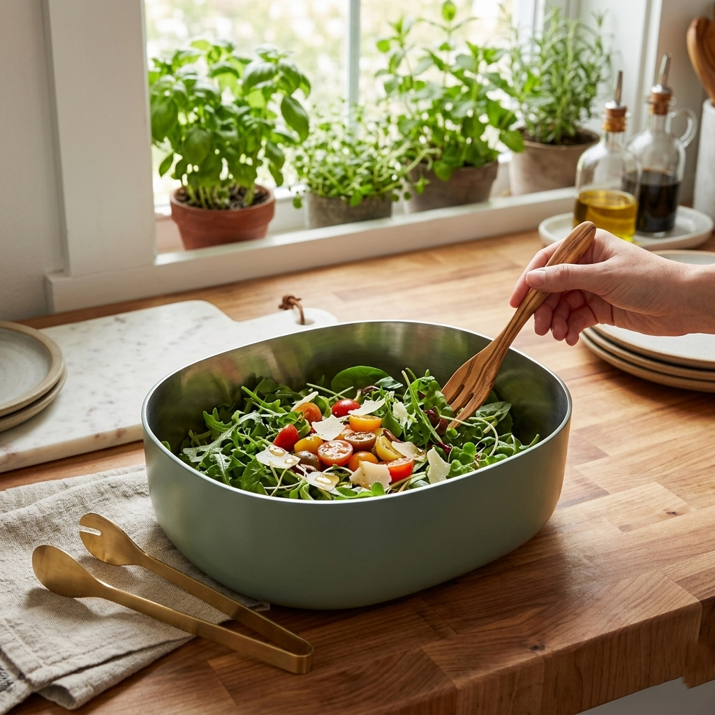 Steel Serveware Bowl, Olive - 6.50 x 4.75 x 2.50 Inches