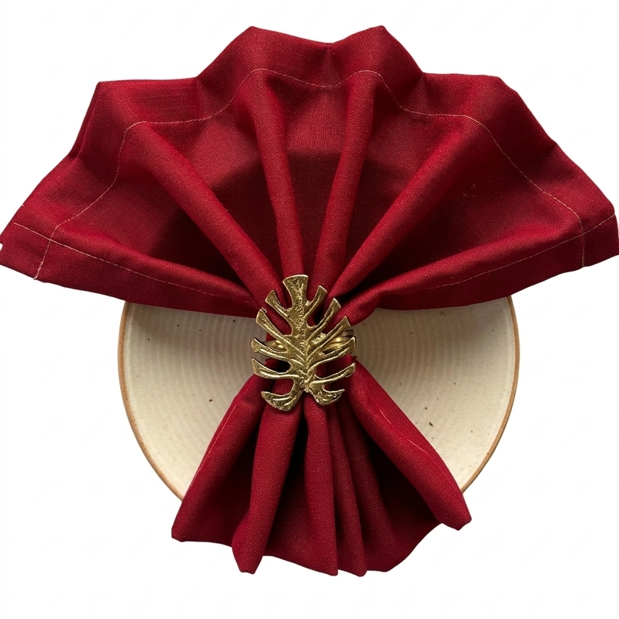Leaf Metal Napkin Ring, 2 x 1.6 Inches (Set of 4)
