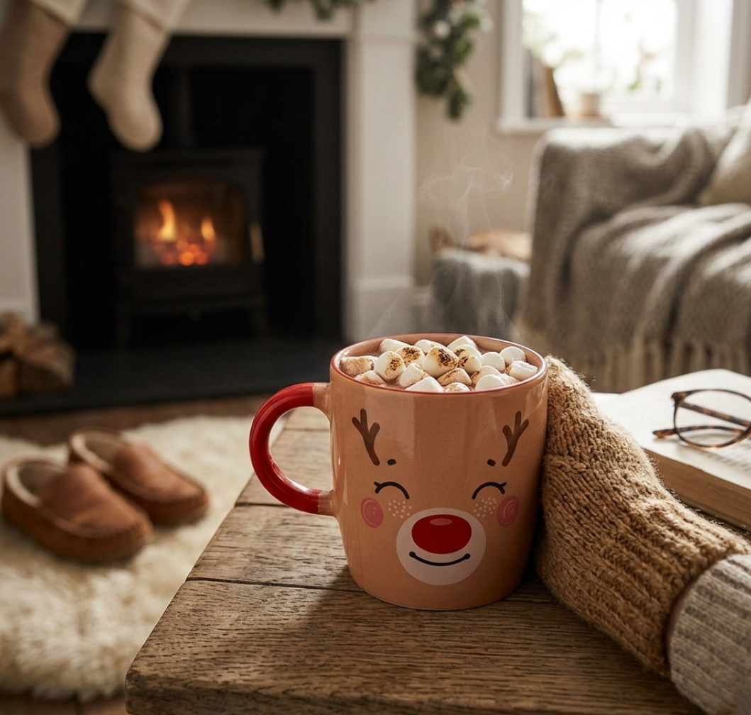 Reindeer Holiday Mug, Multi - 3.6 X 6 Inches (Set of 4)