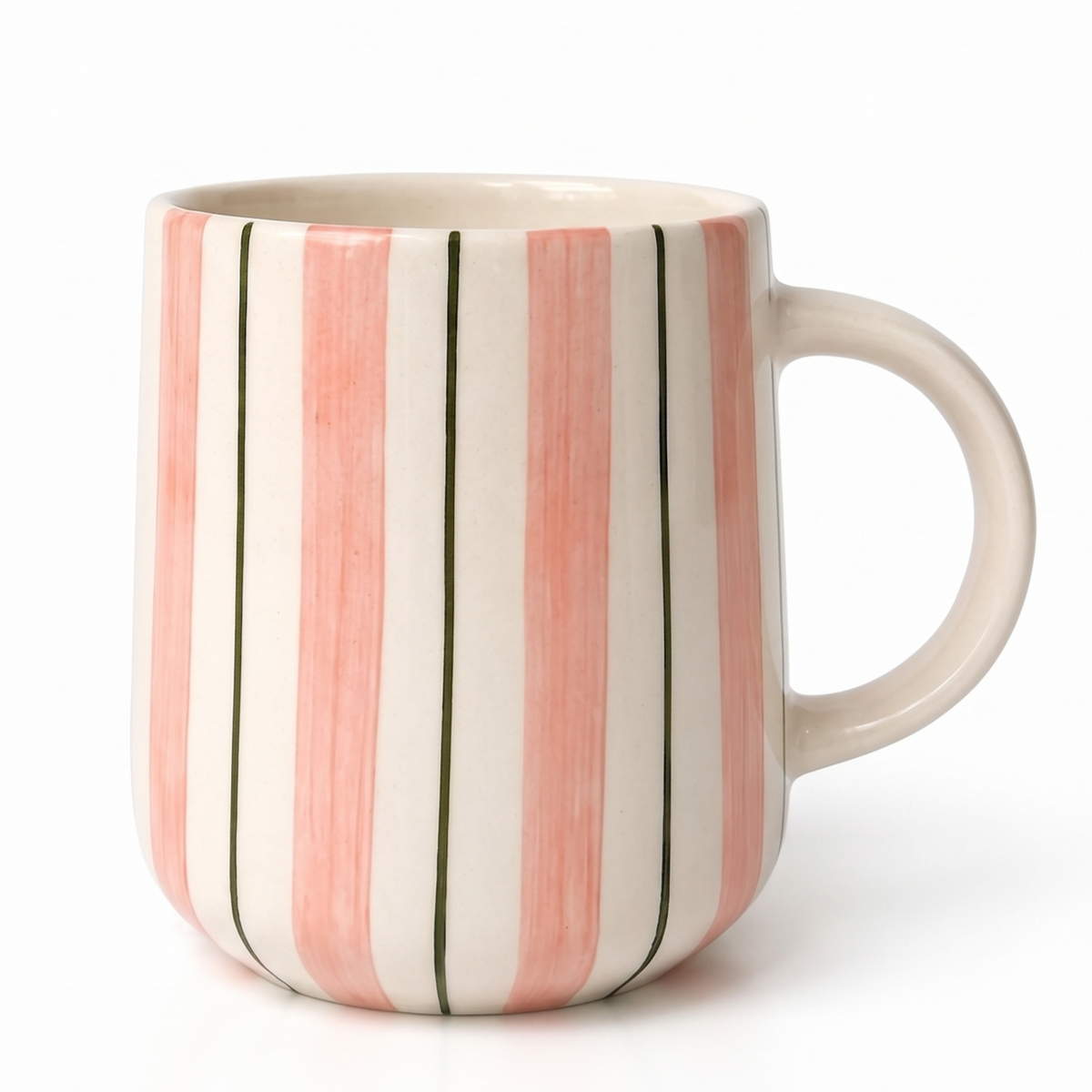 Blue & Pink Striped Mug | Hand-Painted Ceramic | 250ml