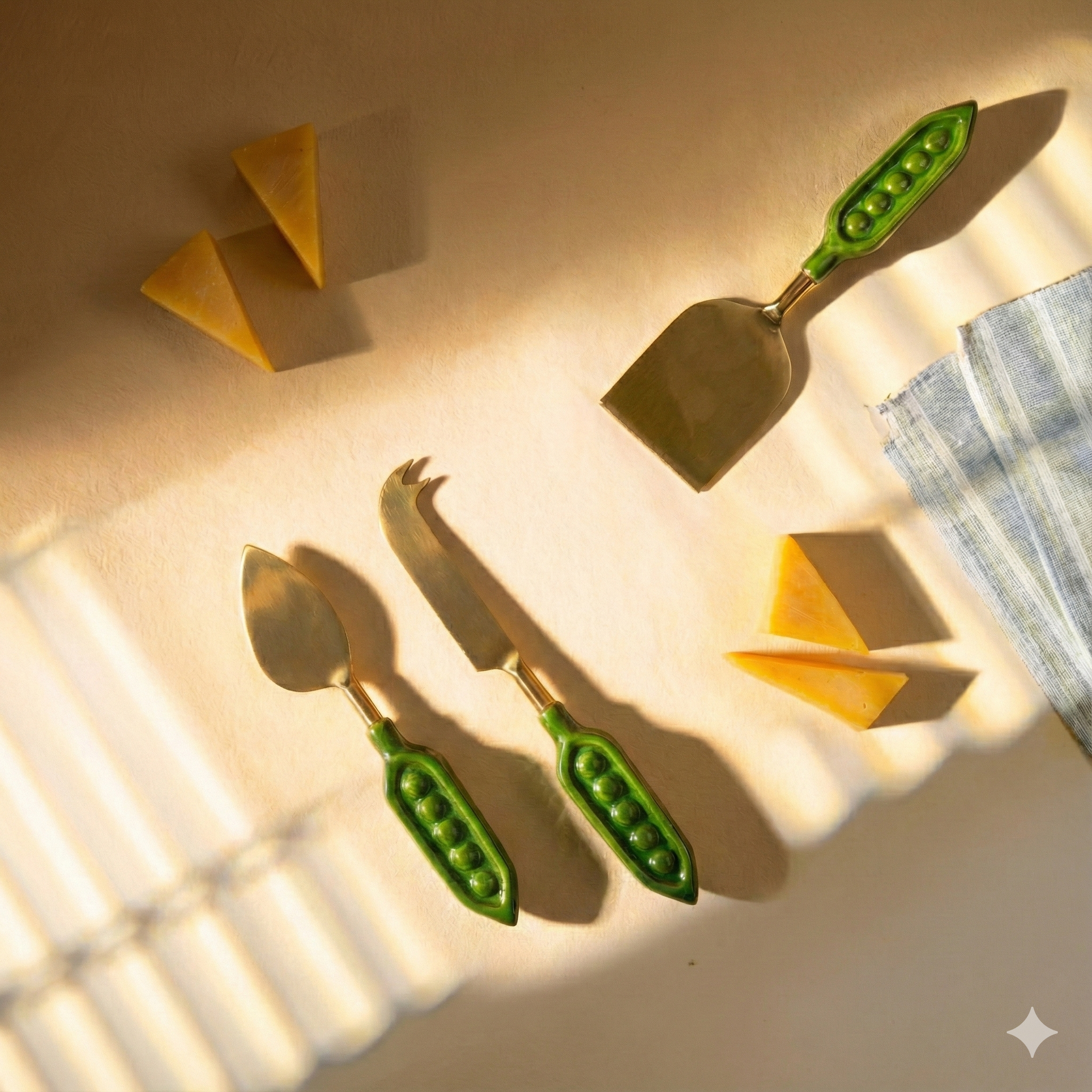 Pea Cheese Knife Set - (Set of 3) , 7 x 2 Inches