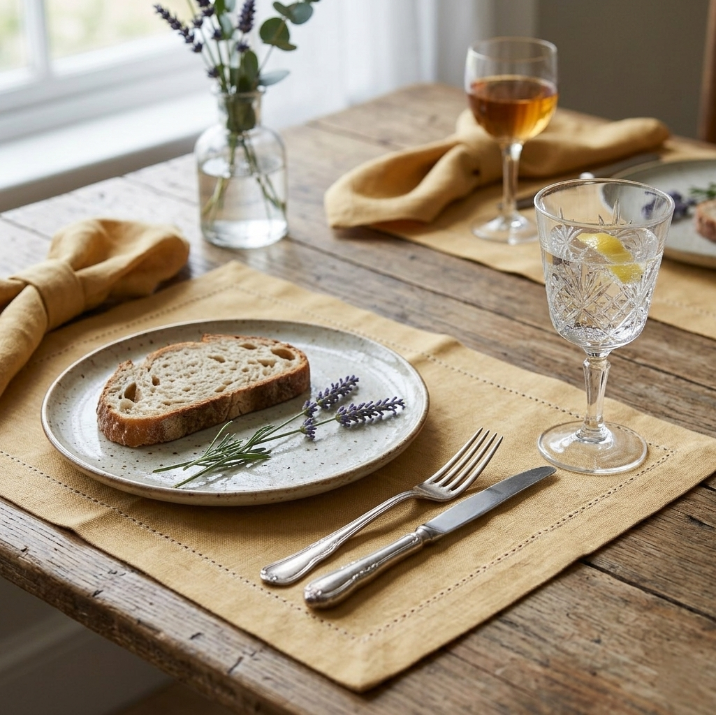 Solid Wheaten Cotton Chambray Placemats (set of 6)- 2 SETS