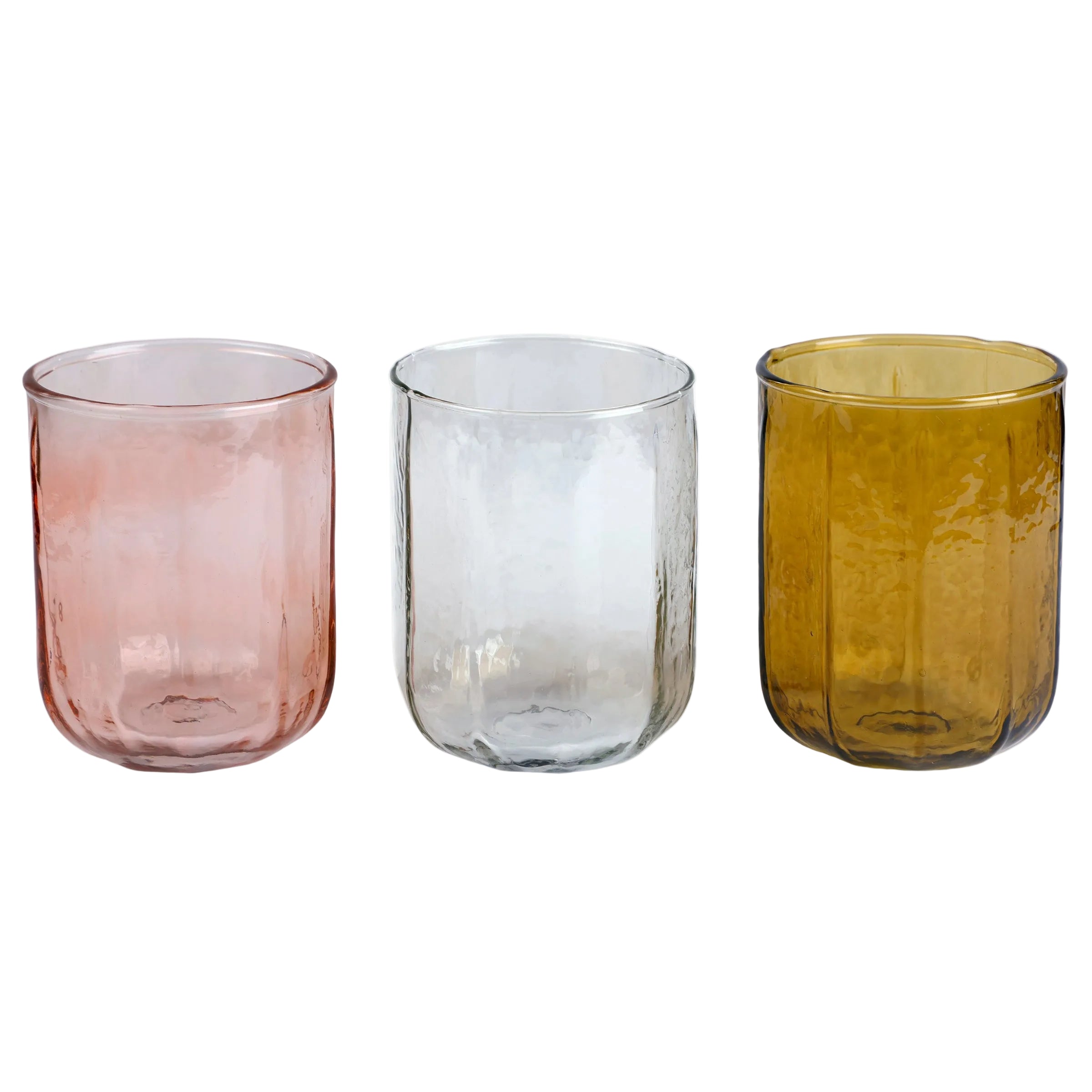 Hammered Water Glass , Brown - 4 X 3 Inches