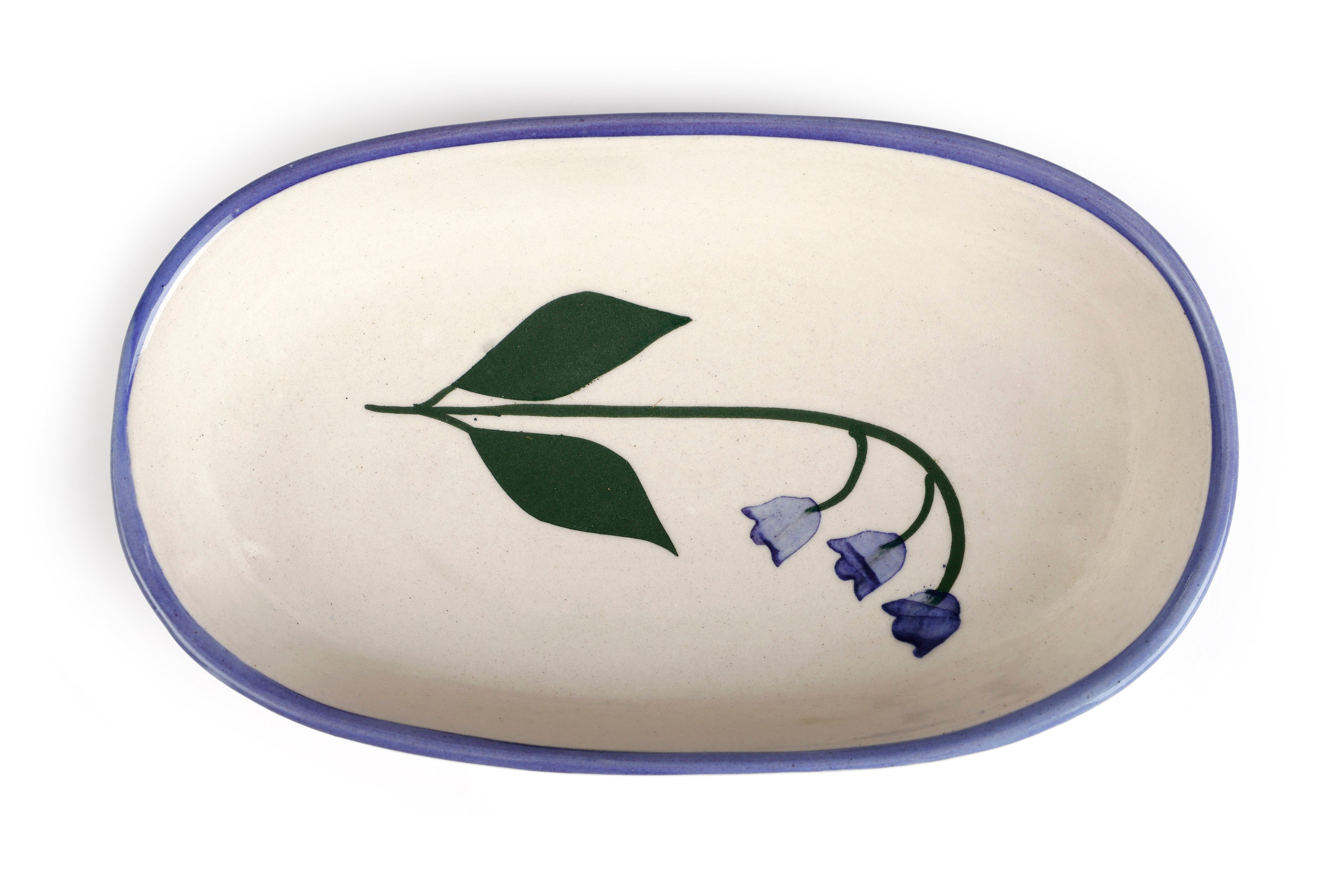 Handmade Ceramic Serving Bowl - Blue Bell , 1.5 x 8 x 4 Inches - Set of 4