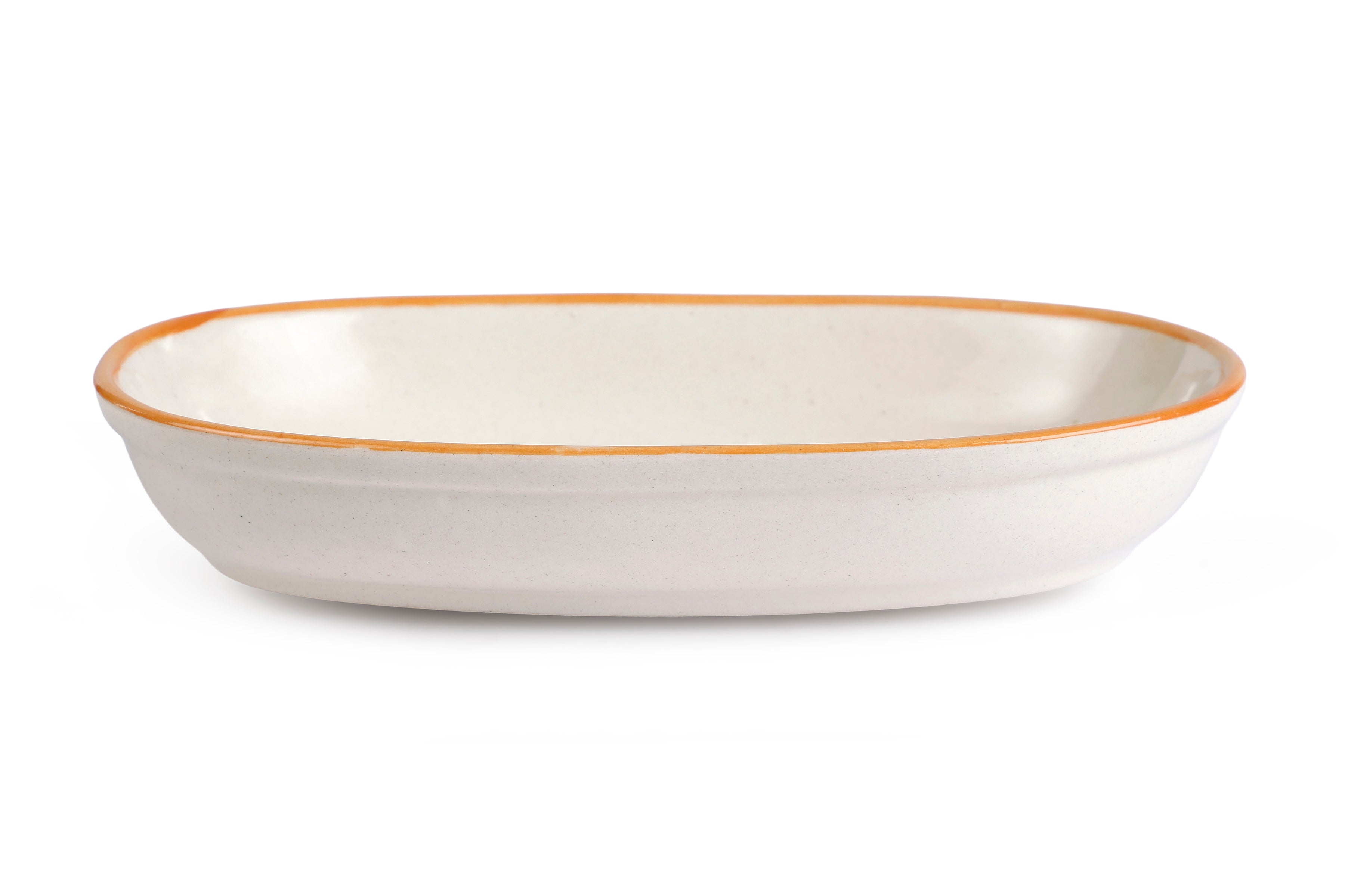 Handmade Ceramic Serving Bowl - Amber , 1.5 x 8 x 4 Inches - Set of 4