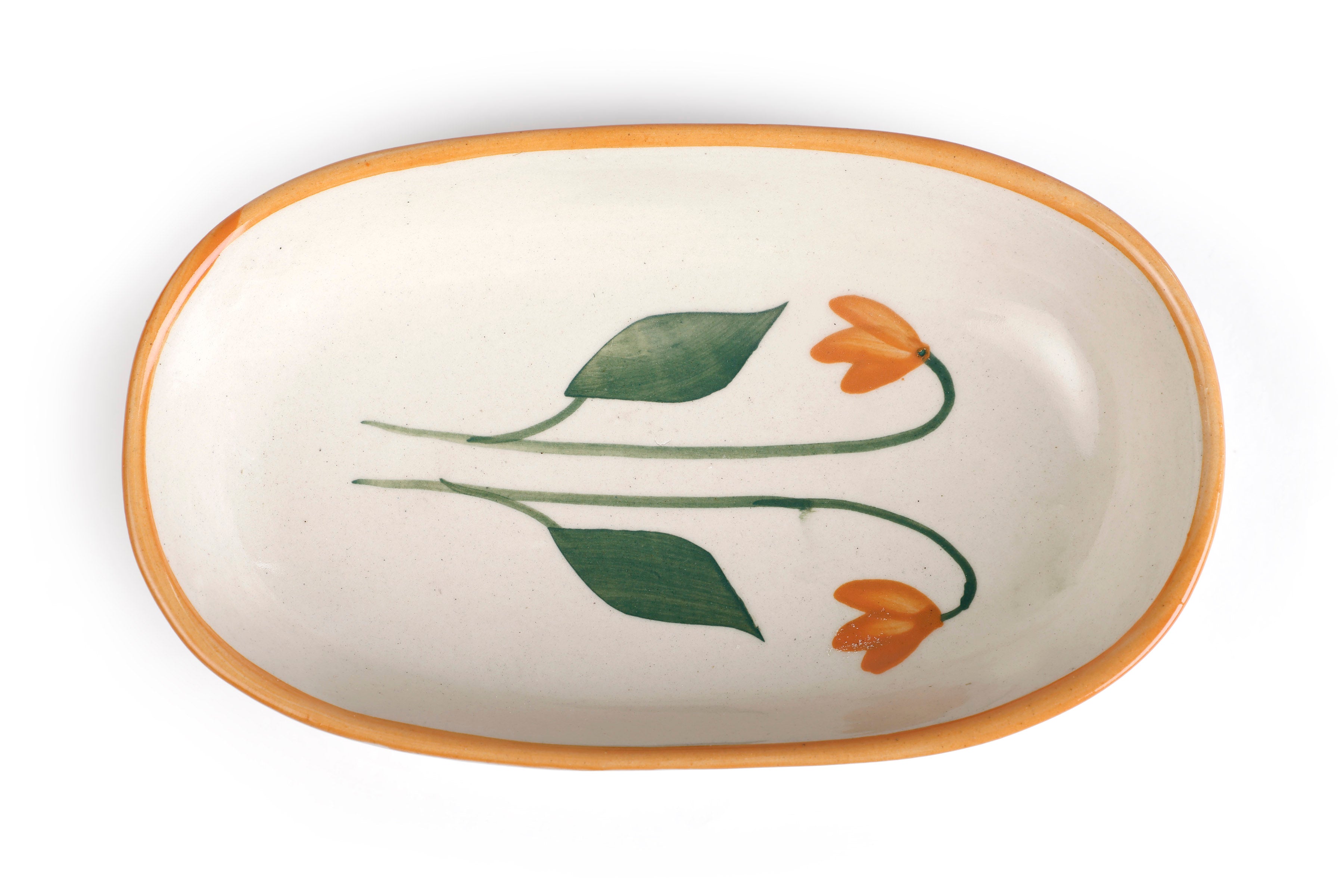 Handmade Ceramic Serving Bowl - Amber , 1.5 x 8 x 4 Inches - Set of 4