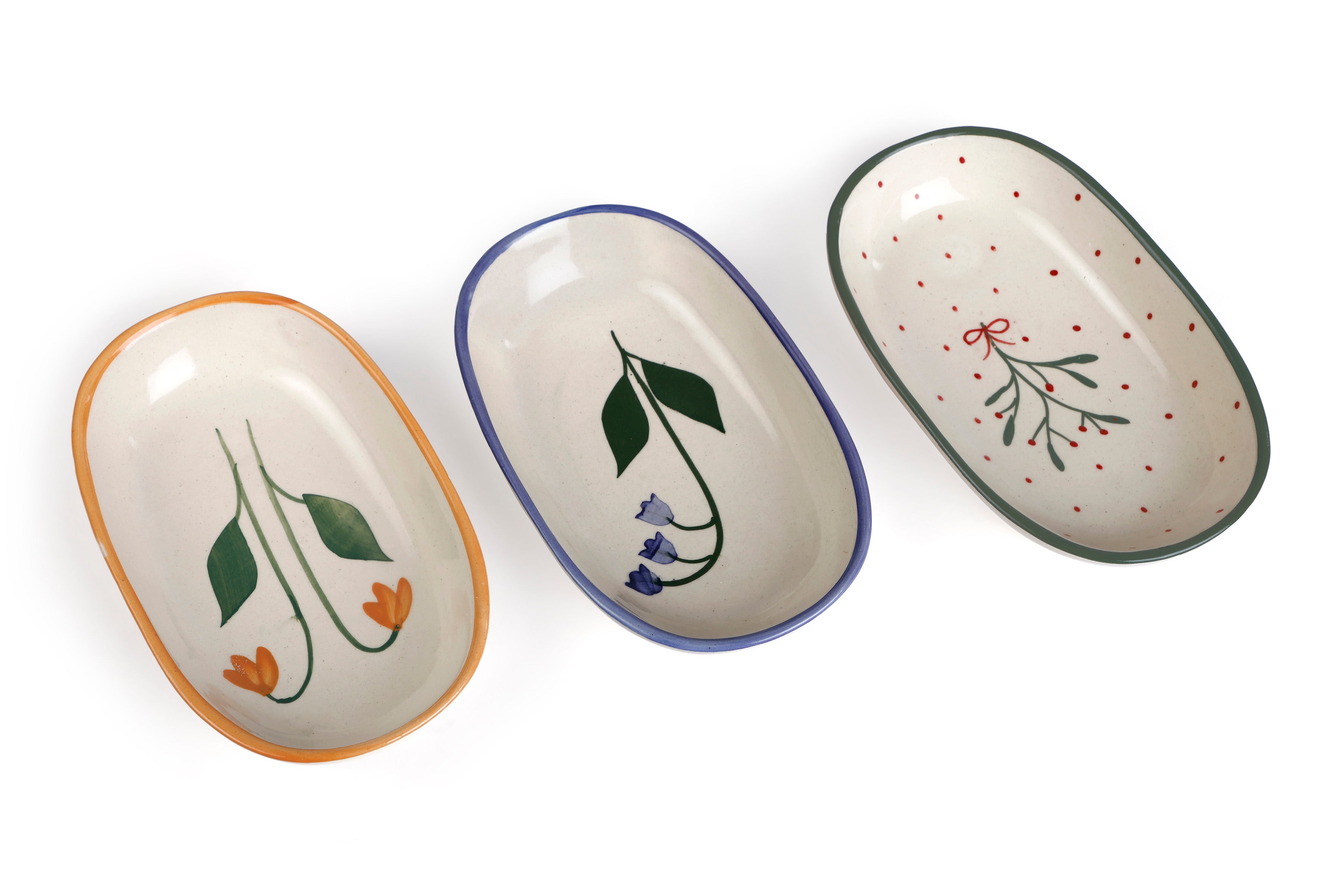 Handmade Ceramic Serving Bowl - Mist , 1.5 x 8 x 4 Inches - Set of 4