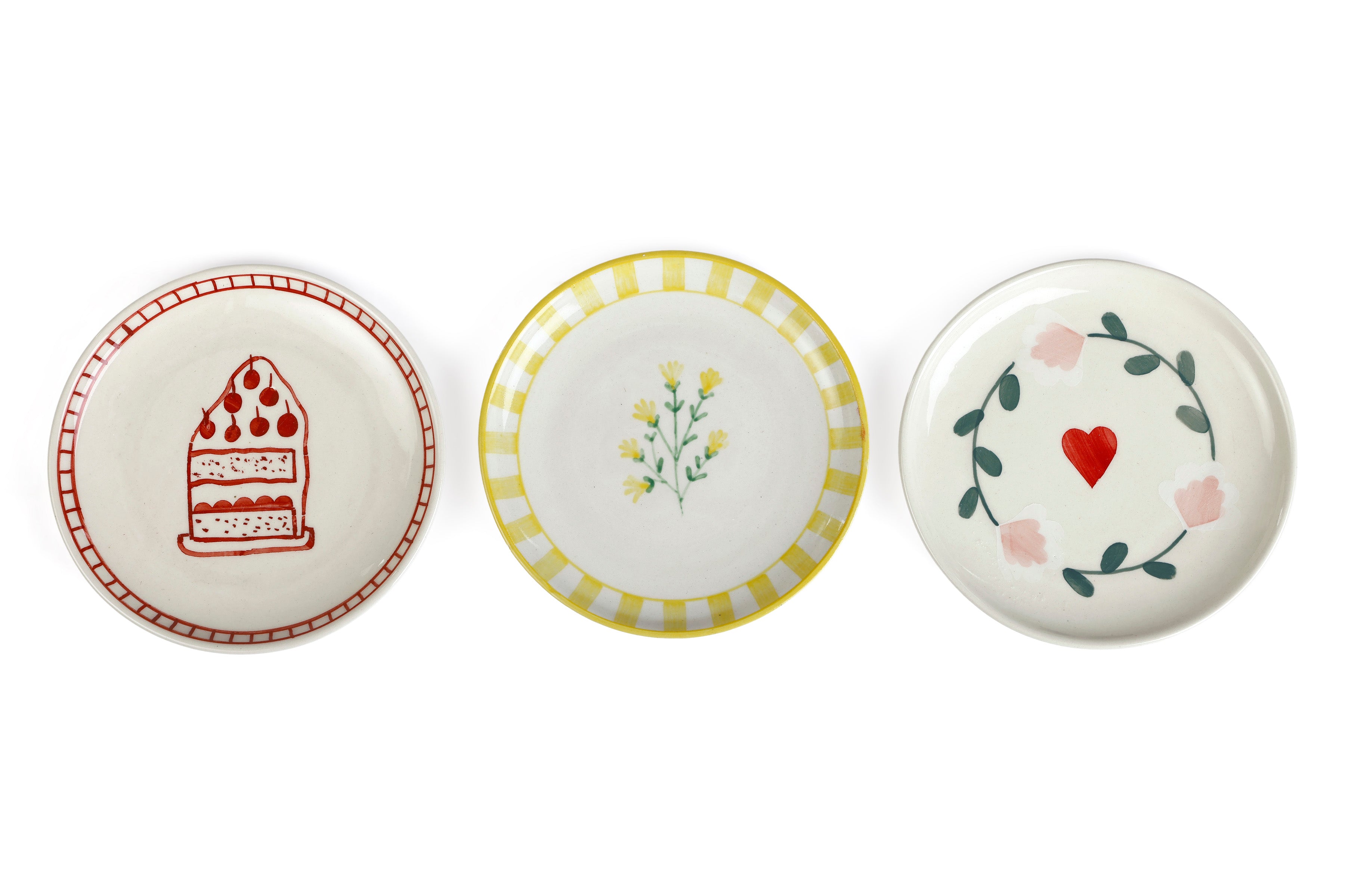 Ceramic Dessert Plates - Amour Petal , 7 Inches - Set of 4