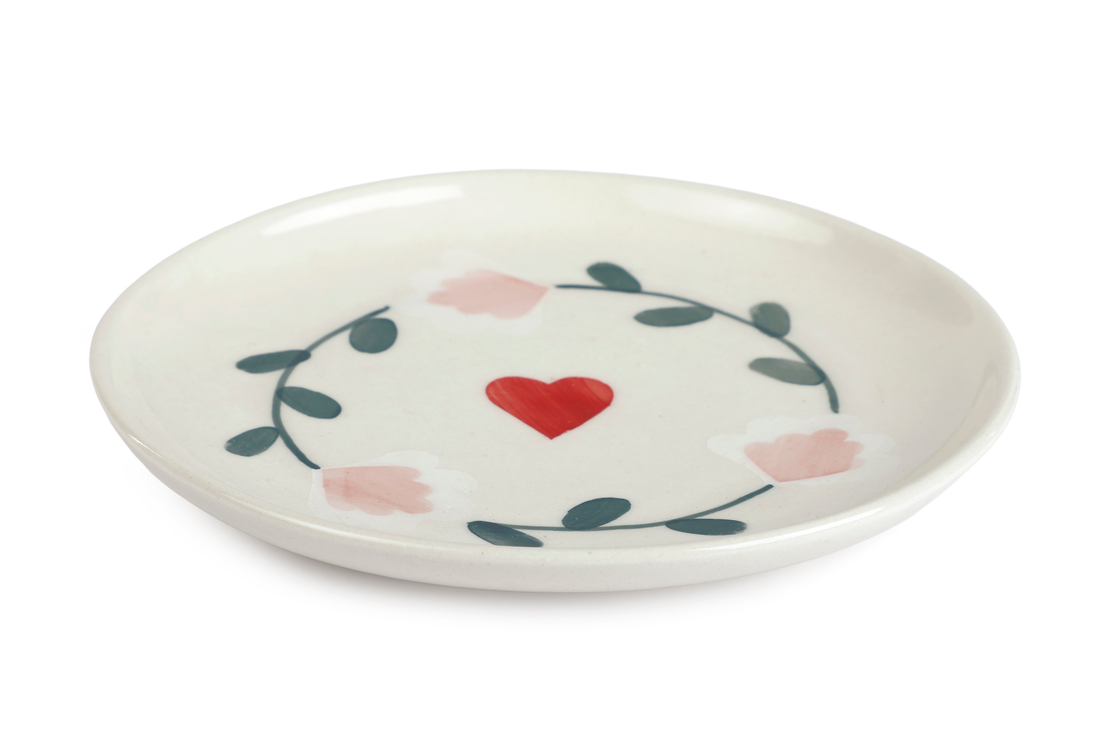 Ceramic Dessert Plates - Amour Petal , 7 Inches - Set of 4