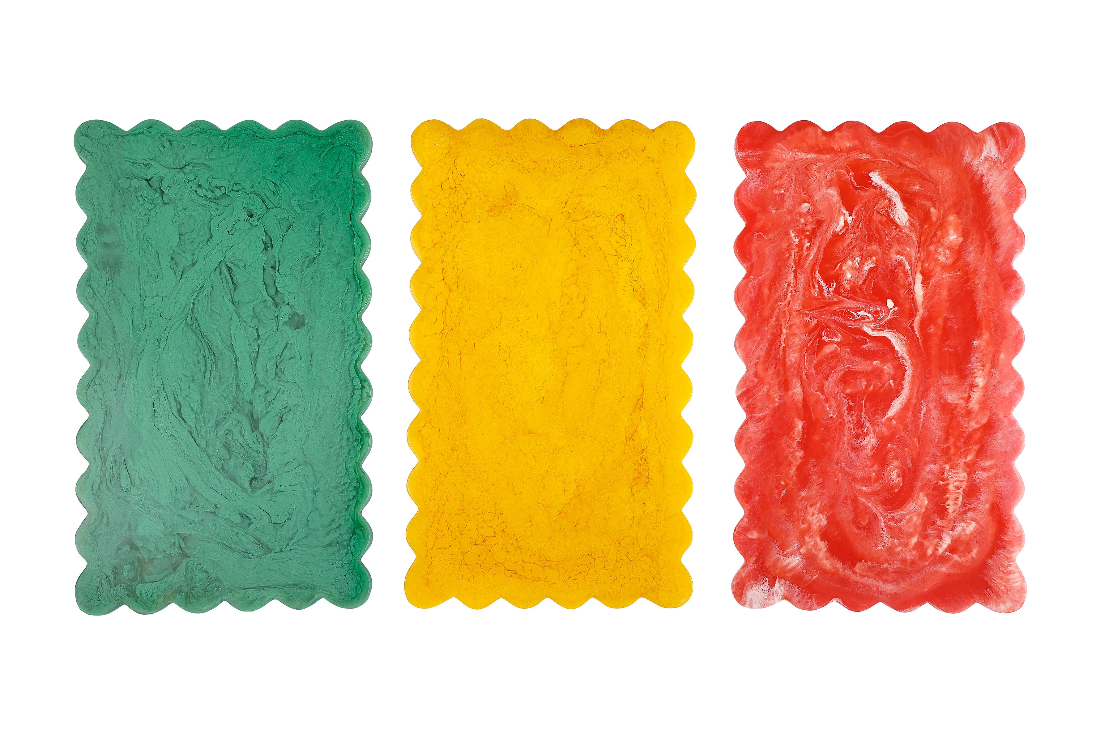 Scallop Rectangular Resin Cheese Board - Pink , 14 Inches