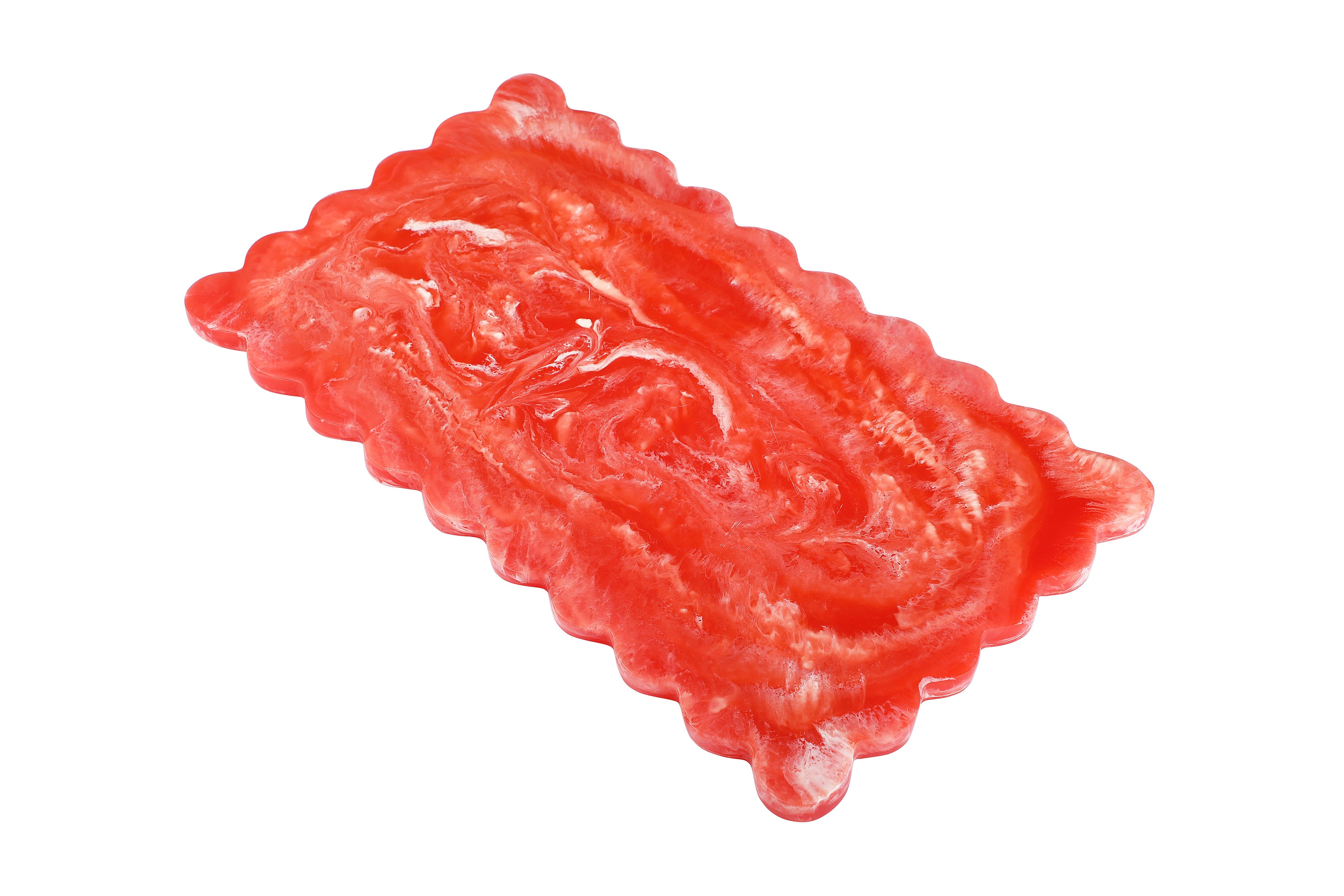 Scallop Rectangular Resin Cheese Board - Pink , 14 Inches