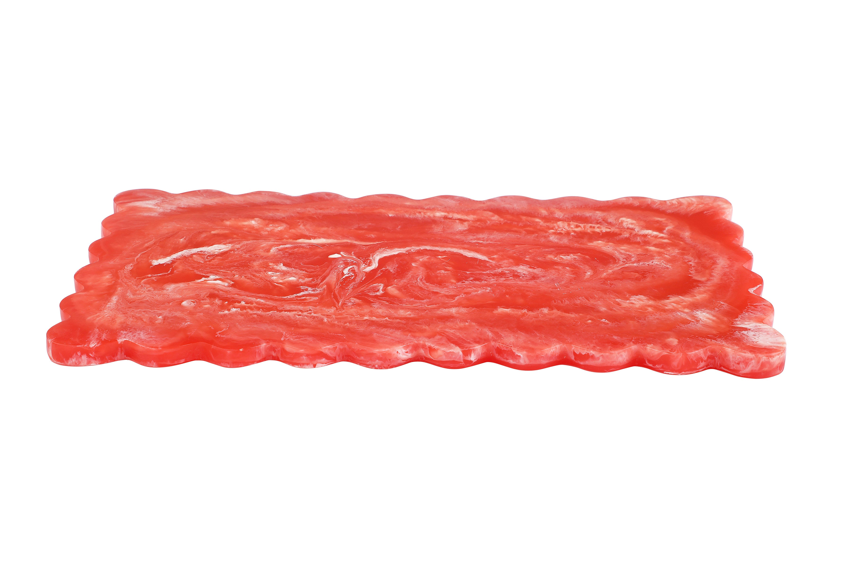 Scallop Rectangular Resin Cheese Board - Pink , 14 Inches