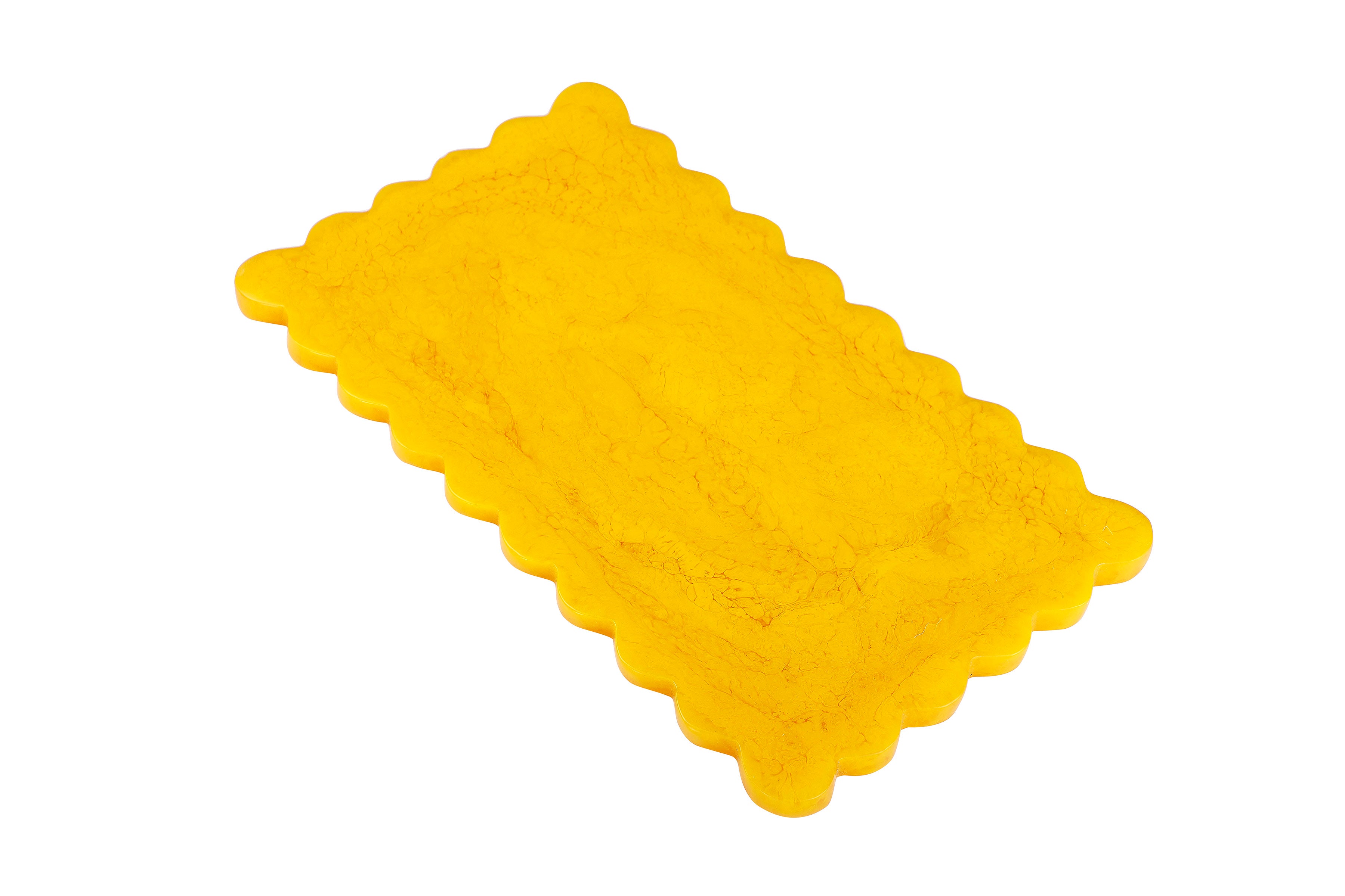 Scallop Rectangular Resin Cheese Board – Mustard , 14 Inches