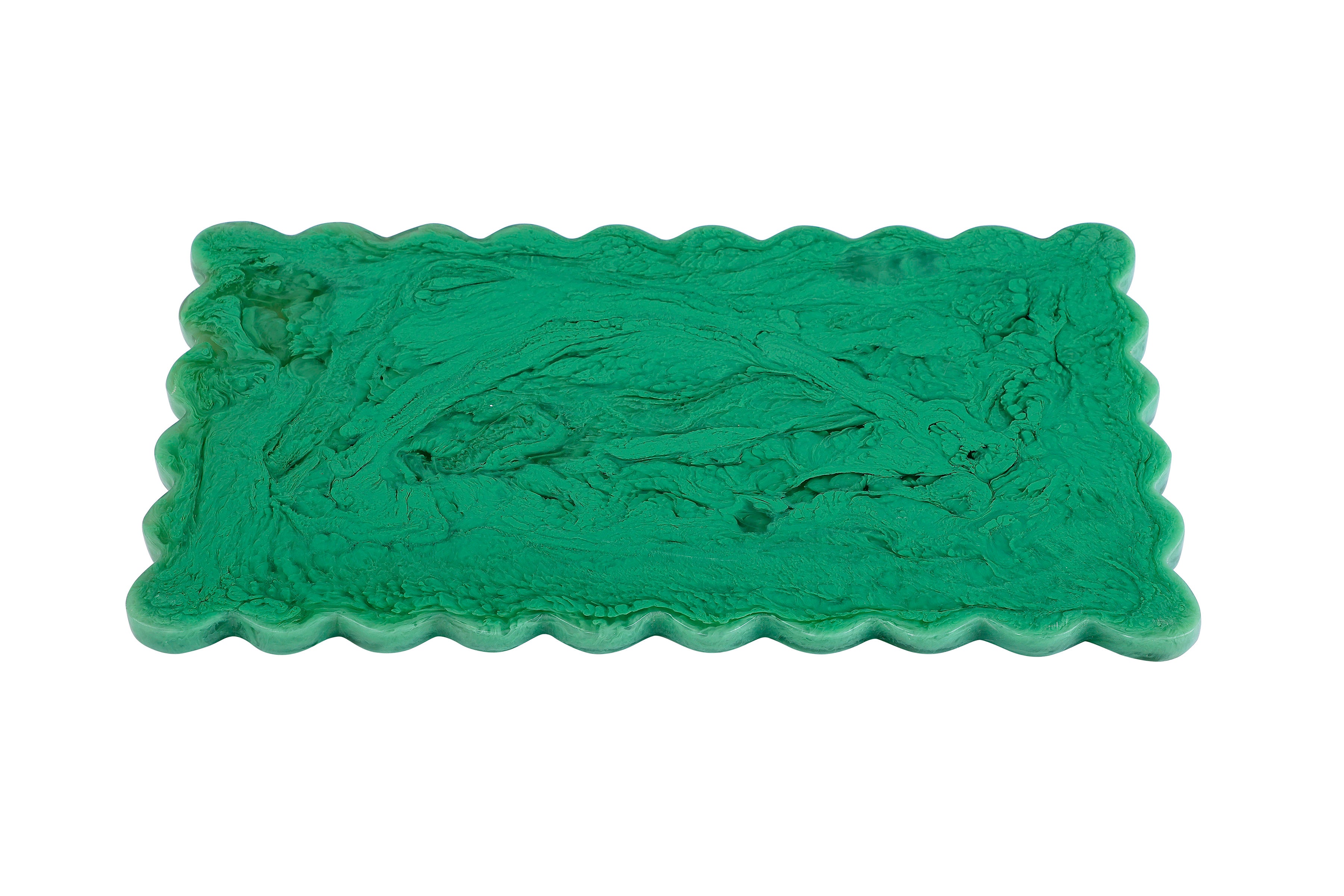 Scallop Rectangular Resin Cheese Board – Green , 14 Inches