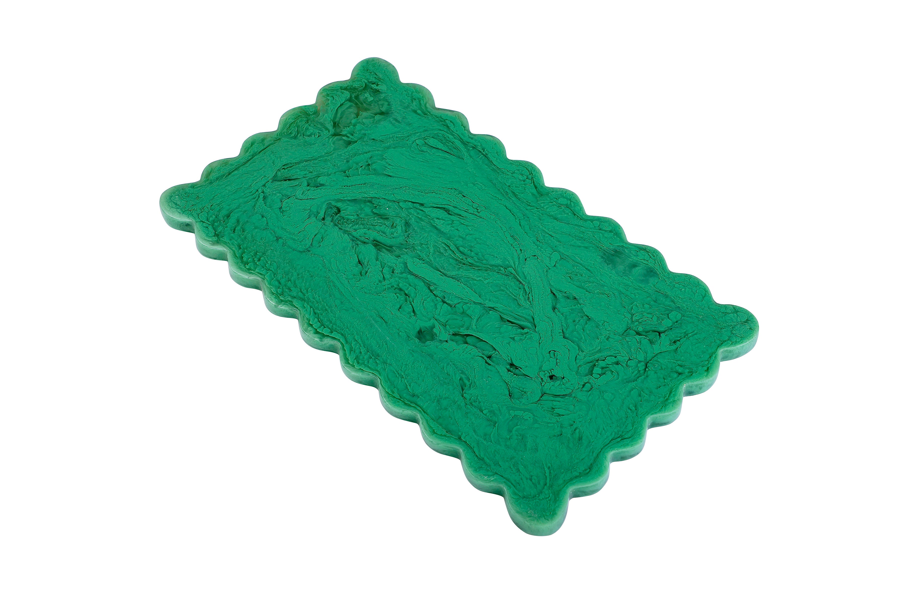 Scallop Rectangular Resin Cheese Board – Green , 14 Inches
