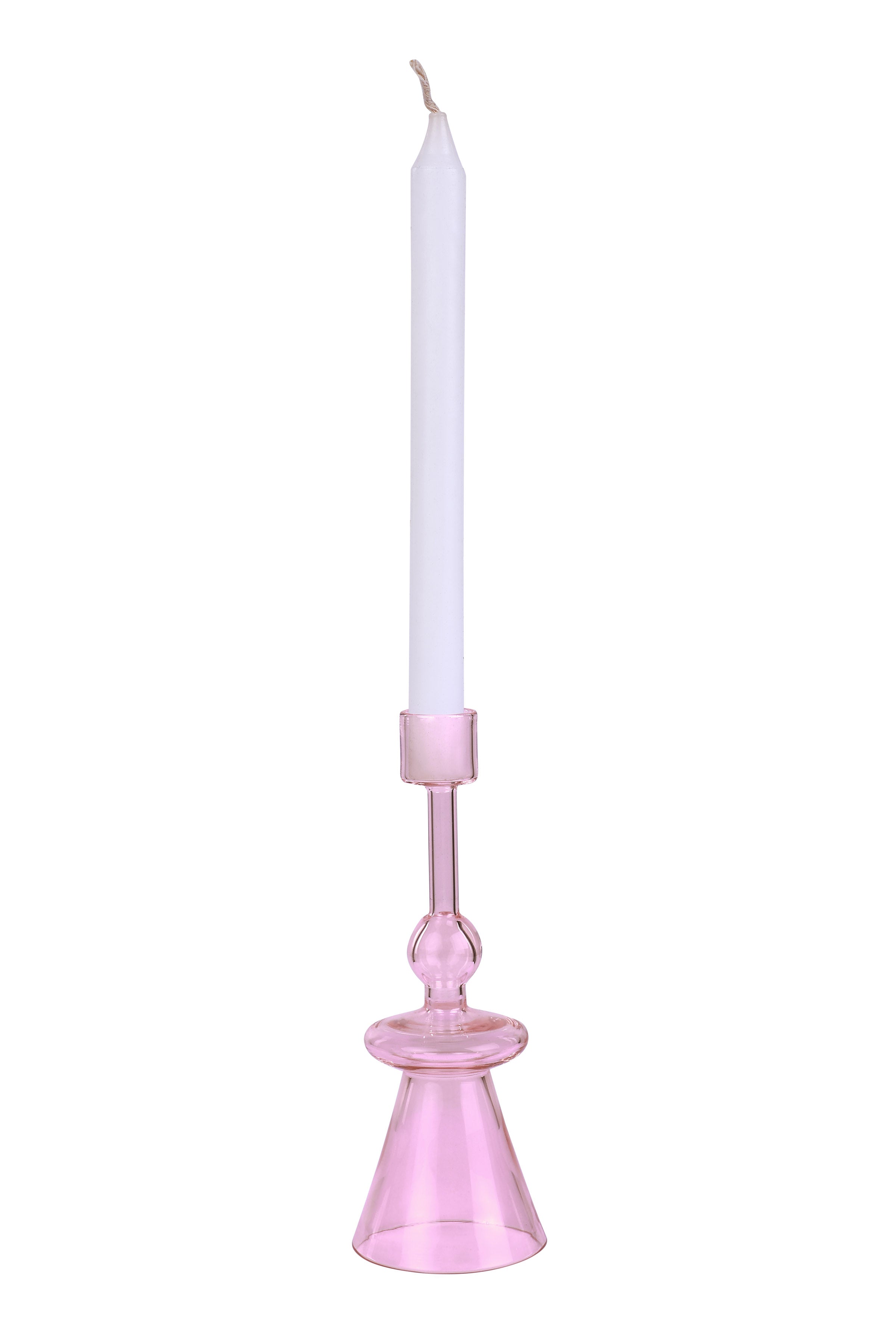 Glass Candle Holder- Pink, 7 x 2.3 Inches (Set of 4)