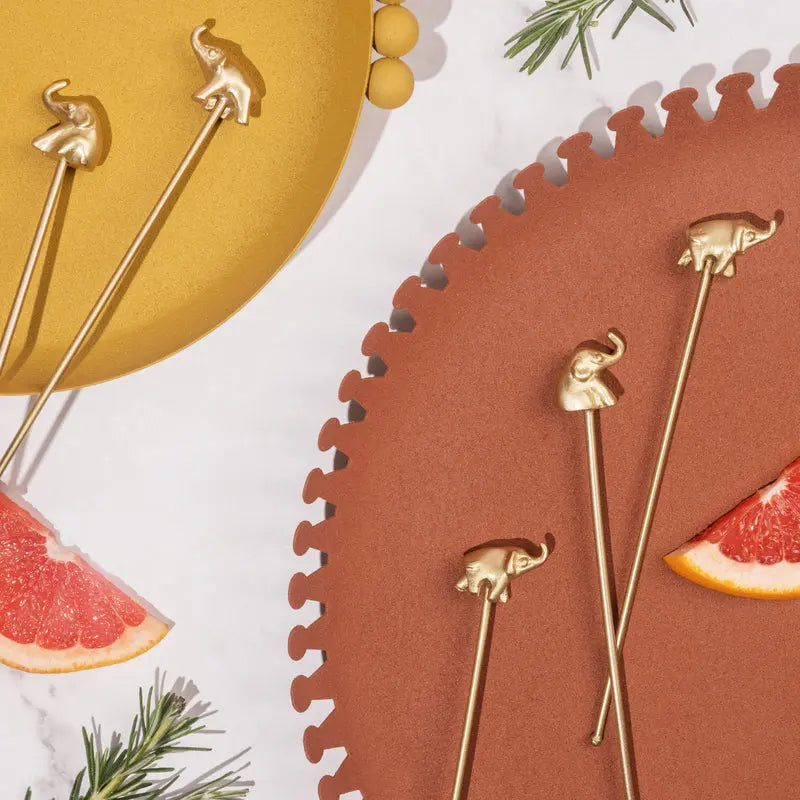 Brass elephant Cocktail Stirrers (Set of 4)- 6.29 Inches
